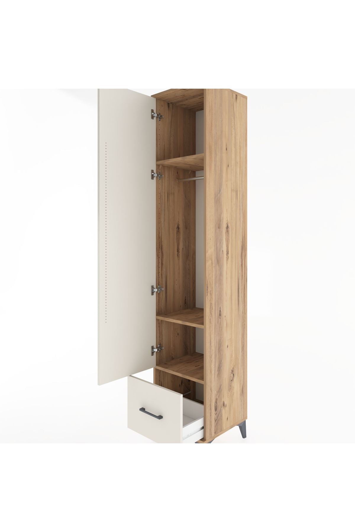 Hyperion Dolap 3 Raflı Tek Çekmeceli Tek Askılı 44x44x221 - S61M012V7B