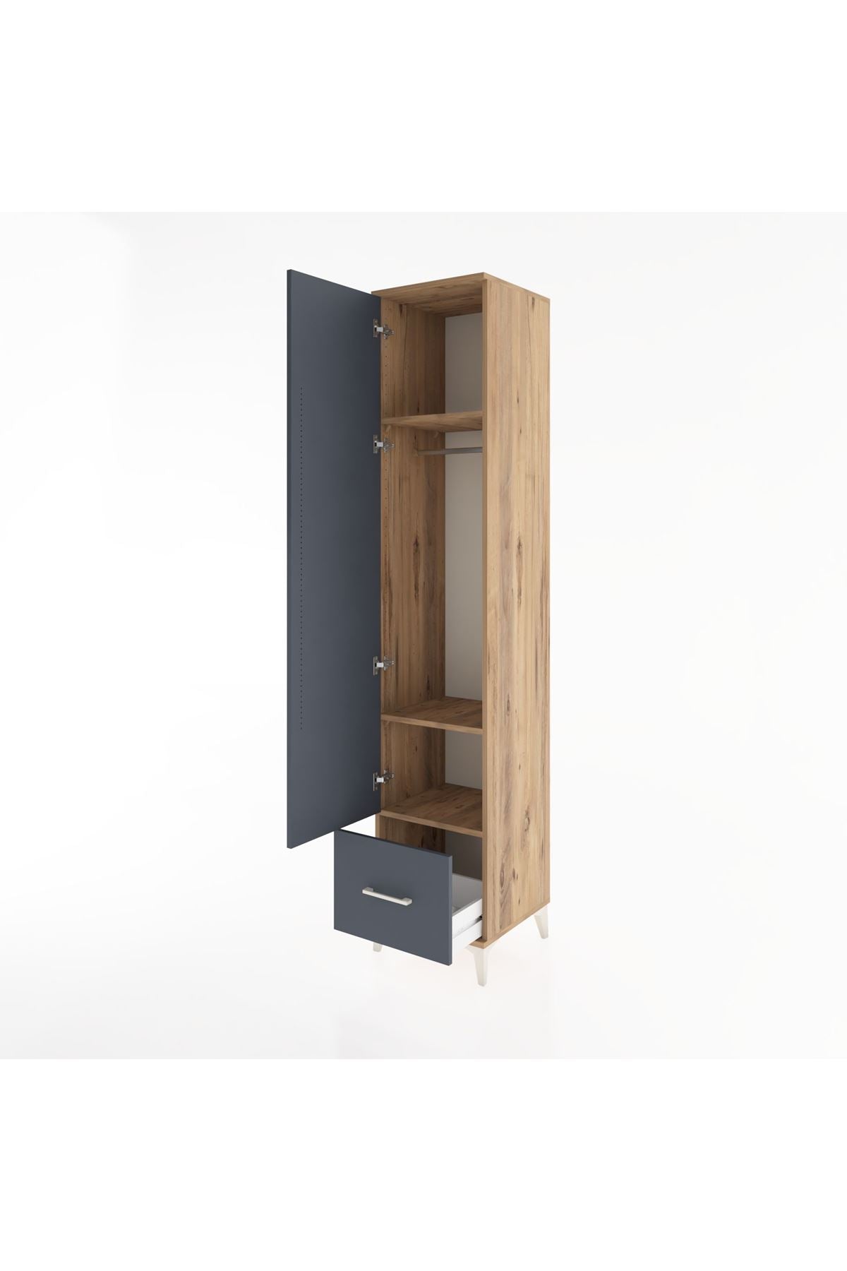 Hyperion Dolap 3 Raflı Tek Çekmeceli Tek Askılı 44x44x221 - S61M012V8B