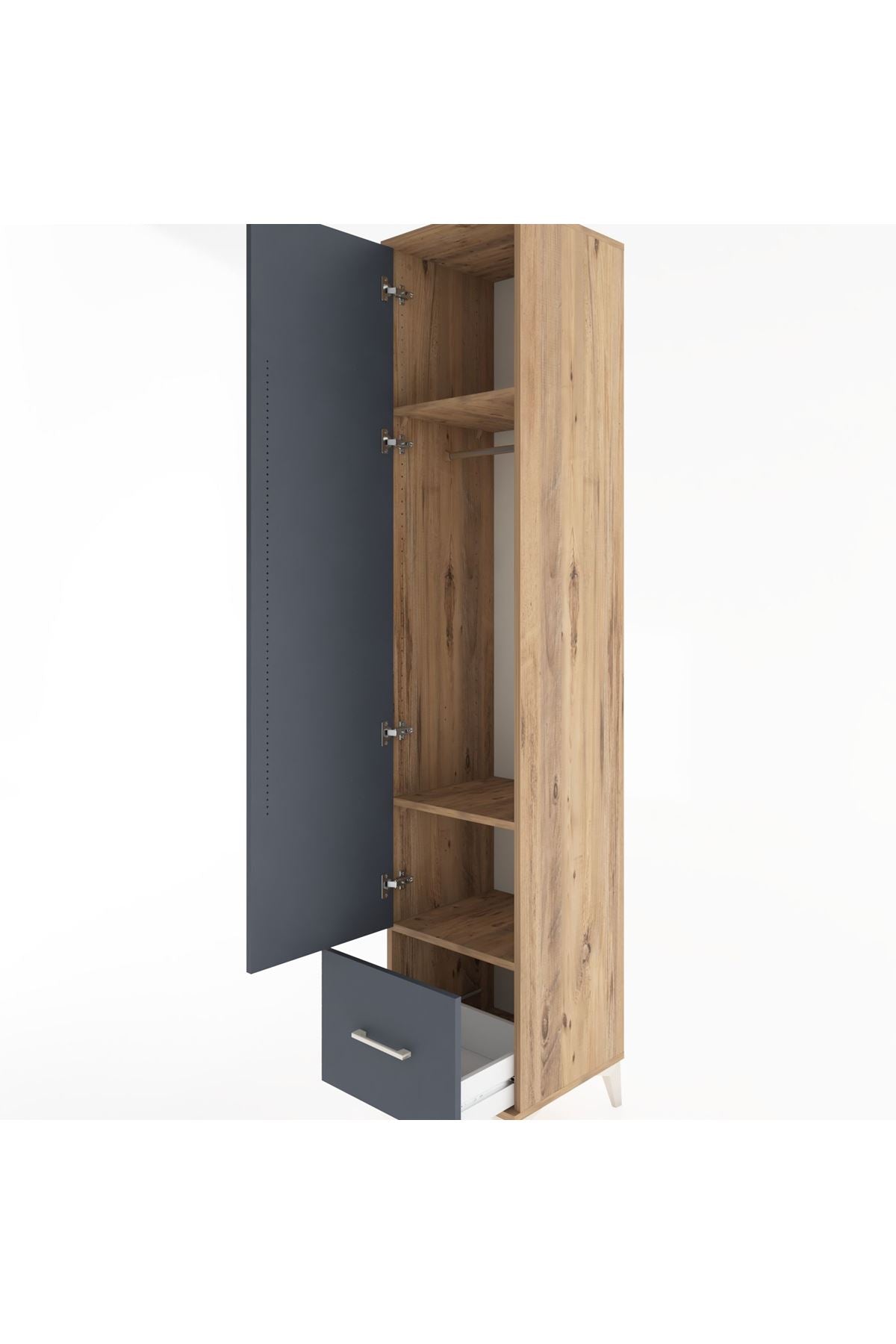 Hyperion Dolap 3 Raflı Tek Çekmeceli Tek Askılı 44x44x221 - S61M012V8B