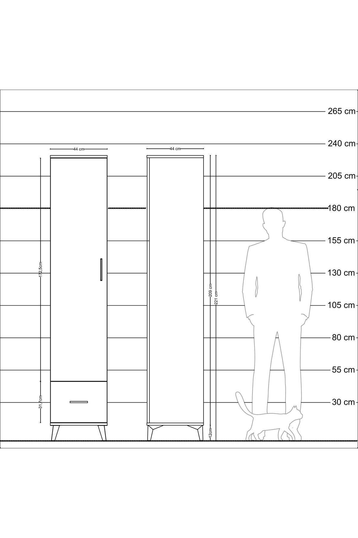 Hyperion Dolap 5 Raflı Tek Çekmeceli Tek Kapaklı 44x44x221 - S61M013V8B