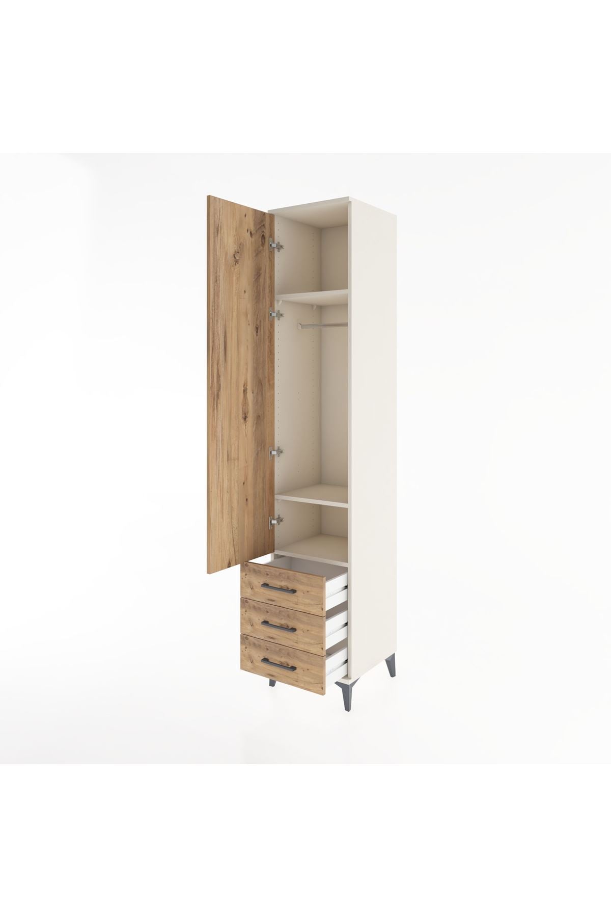 Hyperion Dolap 3 Raflı 3 Çekmeceli Tek Askılı 44x44x221 - S61M017V3B