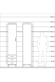 Hyperion Dolap 3 Raflı 3 Çekmeceli Tek Askılı 44x44x221 - S61M017V3B