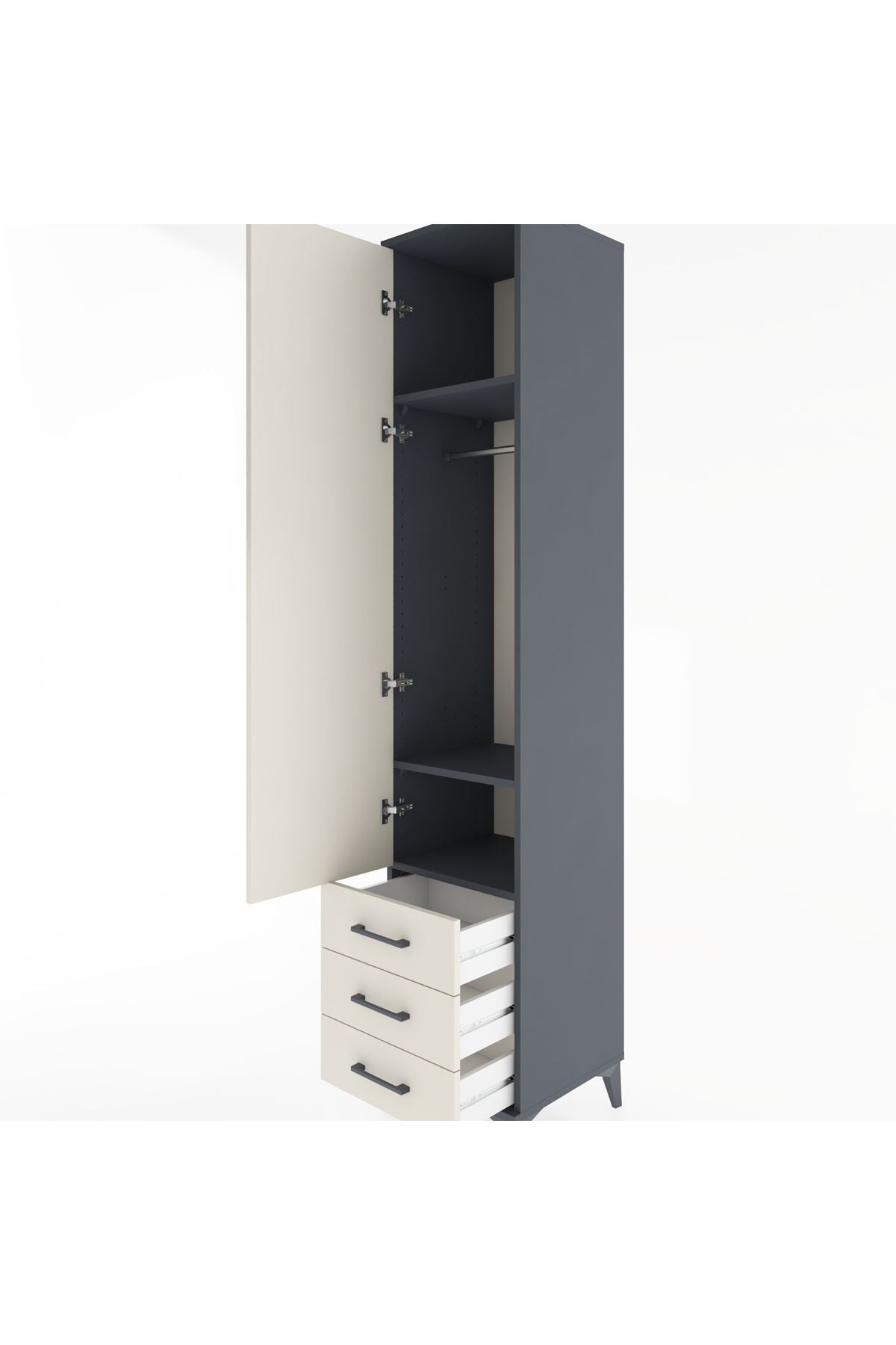 Hyperion Dolap 3 Raflı 3 Çekmeceli Tek Askılı 44x44x221 - S61M017V4B