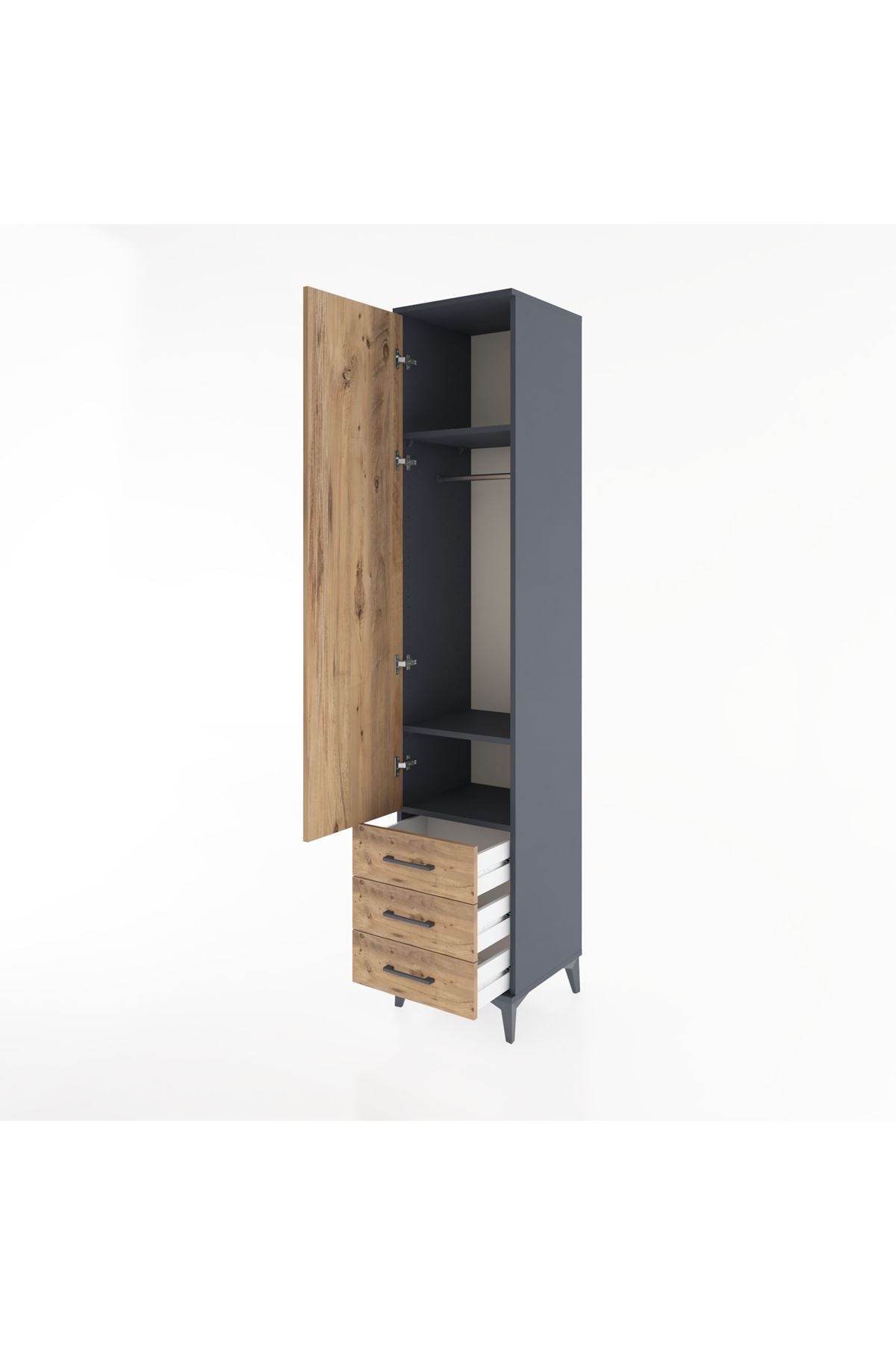Hyperion Dolap 3 Raflı 3 Çekmeceli Tek Askılı 44x44x221 - S61M017V6B