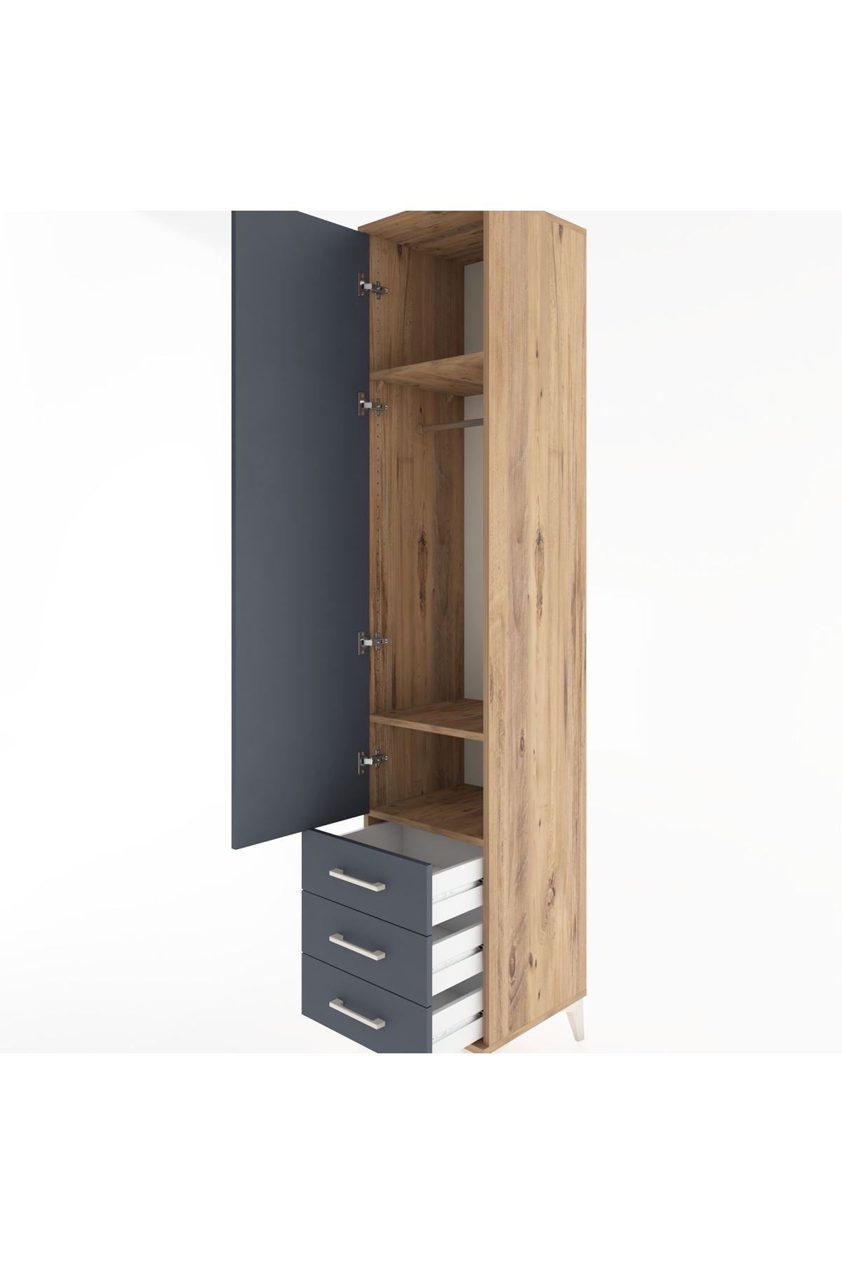 Hyperion Dolap 3 Raflı 3 Çekmeceli Tek Askılı 44x44x221 - S61M017V8B
