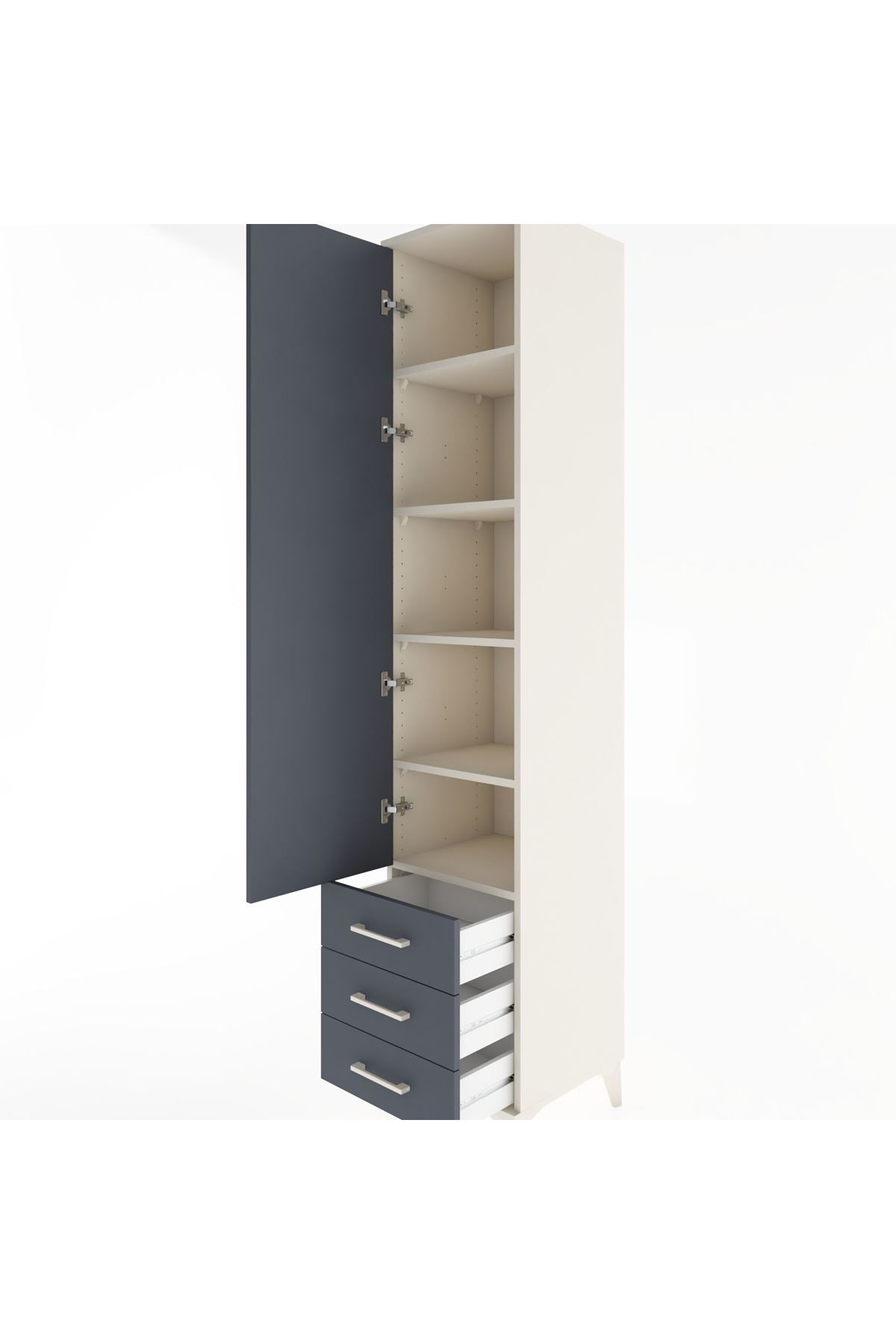 Hyperion Dolap 5 Raflı 3 Çekmeceli Tek Kapaklı 44x44x221 - S61M018V2B