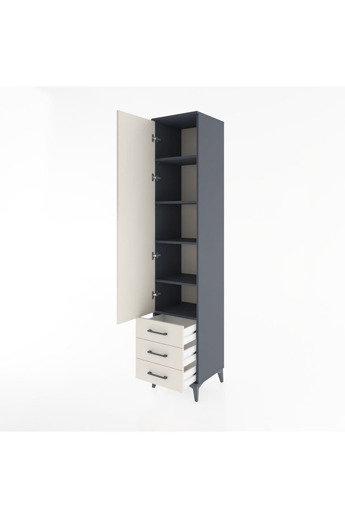 Hyperion Dolap 5 Raflı 3 Çekmeceli Tek Kapaklı 44x44x221 - S61M018V4B