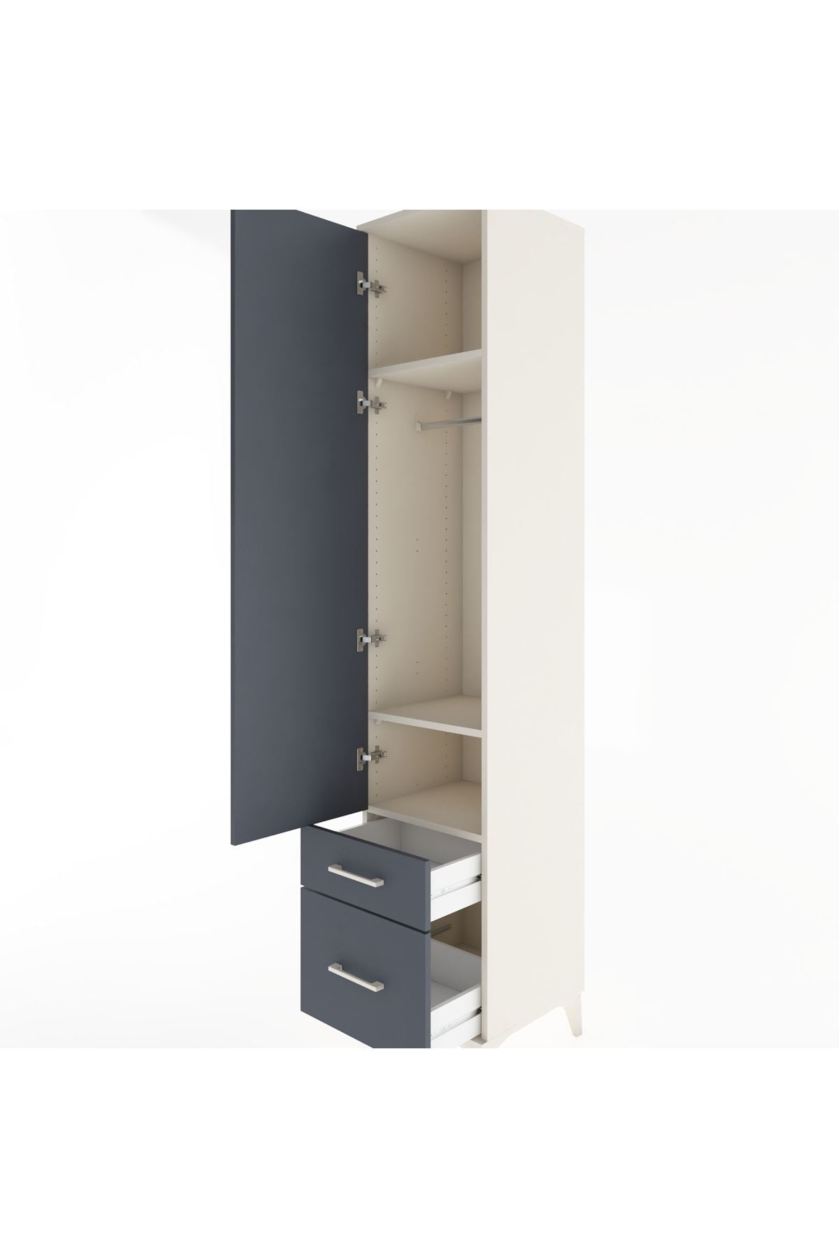 Hyperion Dolap 3 Raflı 2 Çekmeceli Tek Askılı 44x44x221 - S61M020V2B