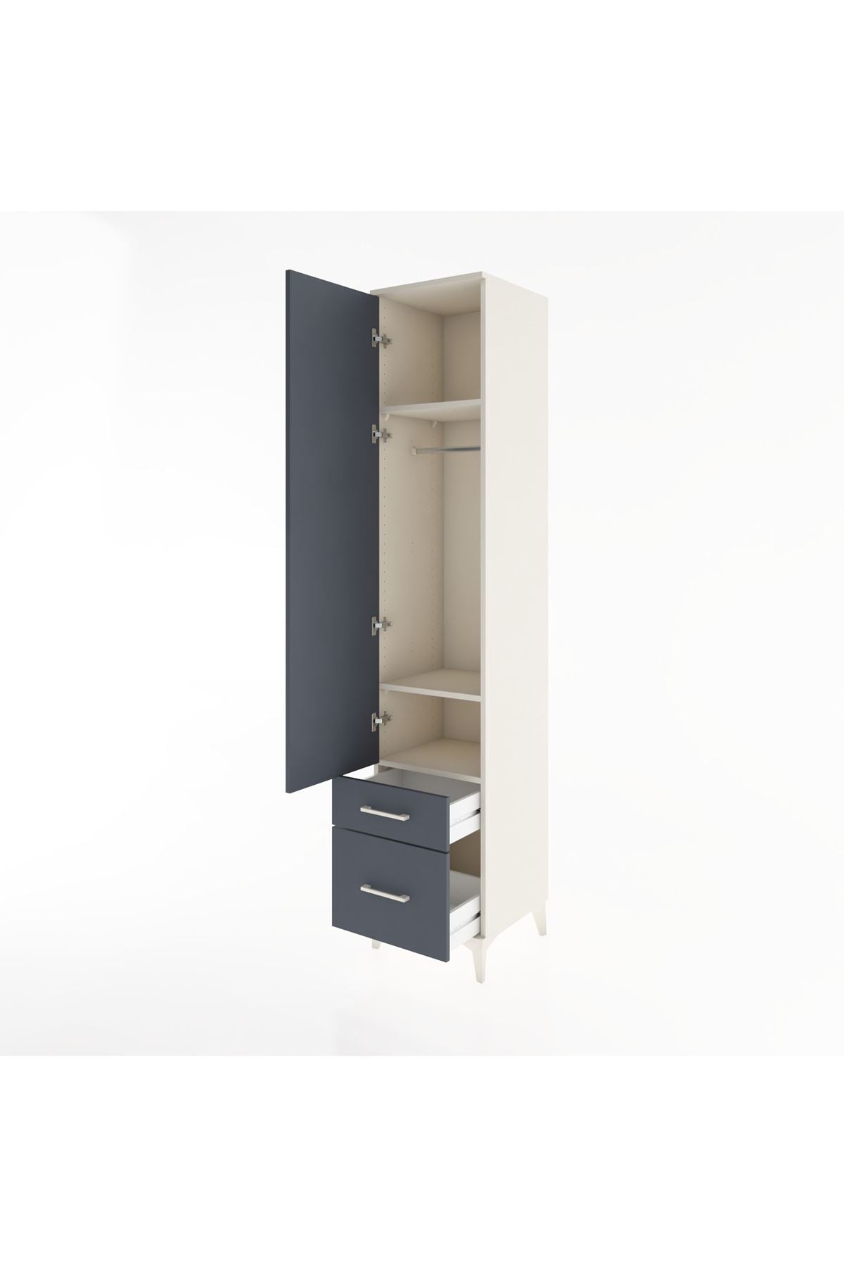 Hyperion Dolap 3 Raflı 2 Çekmeceli Tek Askılı 44x44x221 - S61M020V2B