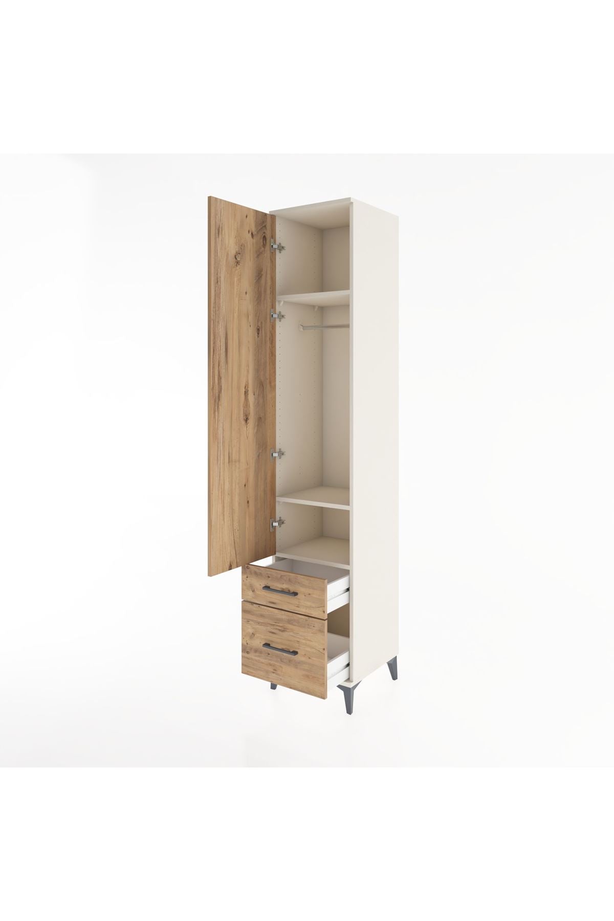 Hyperion Dolap 3 Raflı 2 Çekmeceli Tek Askılı 44x44x221 - S61M020V3B