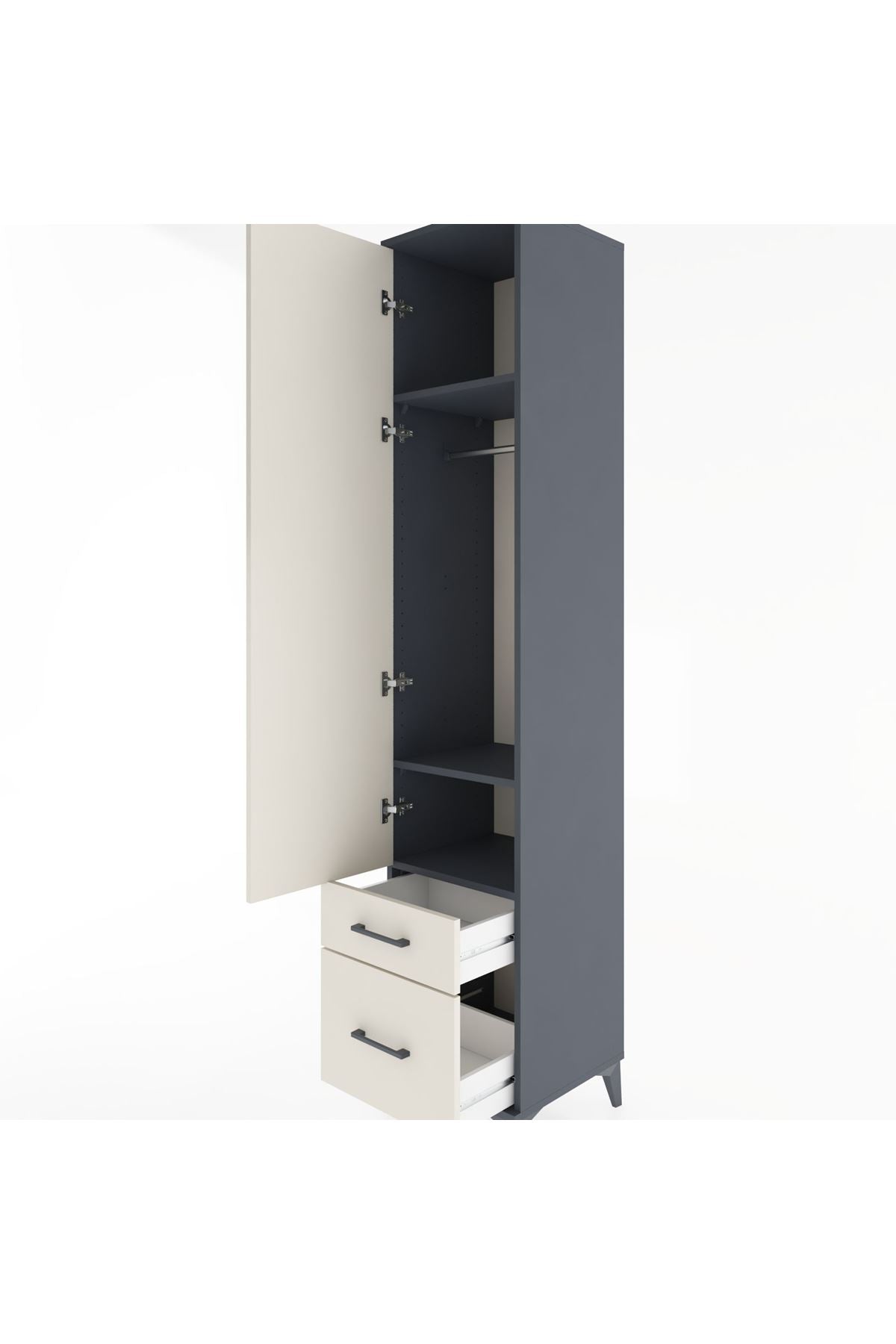 Hyperion Dolap 3 Raflı 2 Çekmeceli Tek Askılı 44x44x221 - S61M020V4B