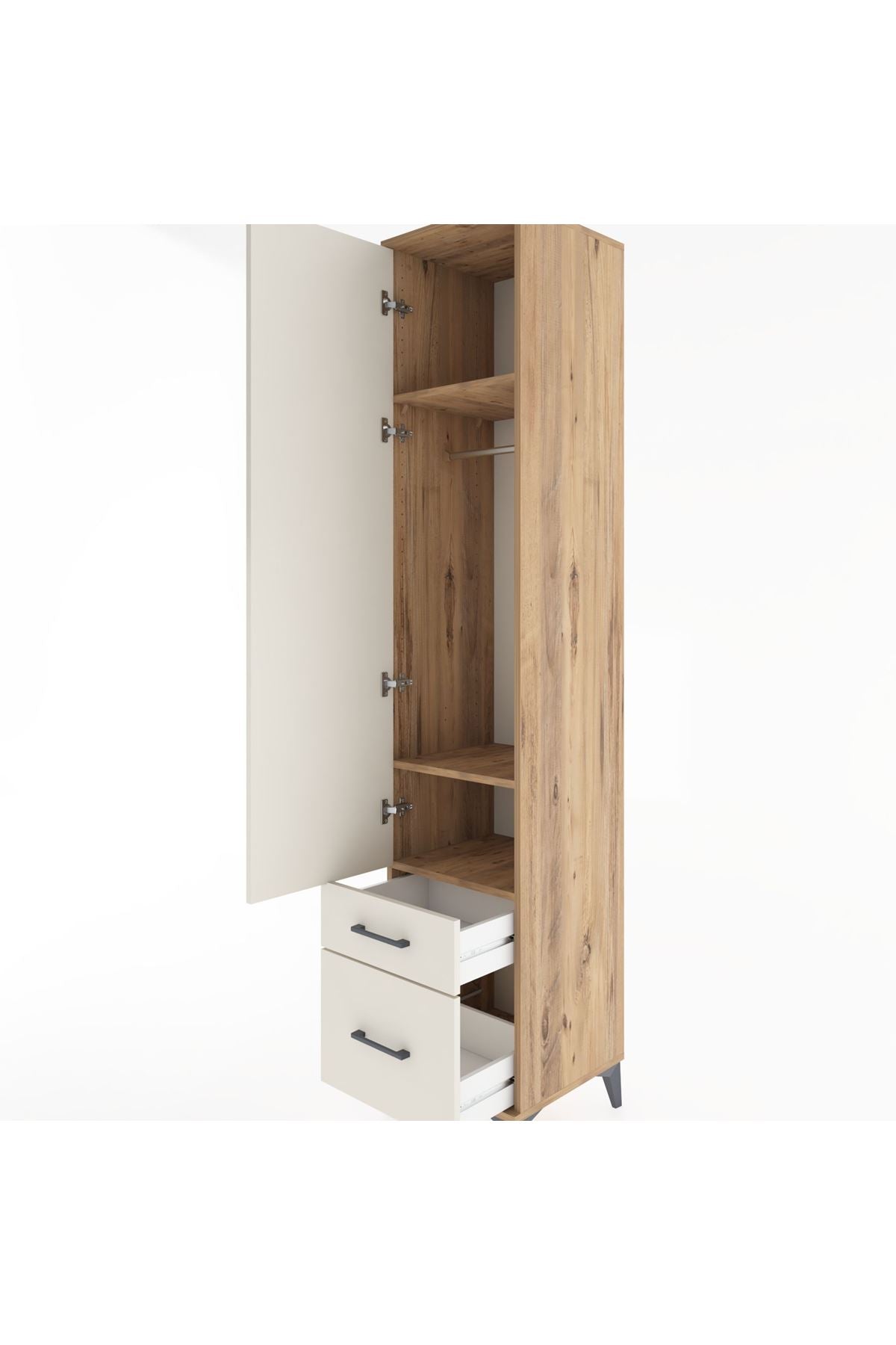 Hyperion Dolap 3 Raflı 2 Çekmeceli Tek Askılı 44x44x221 - S61M020V7B
