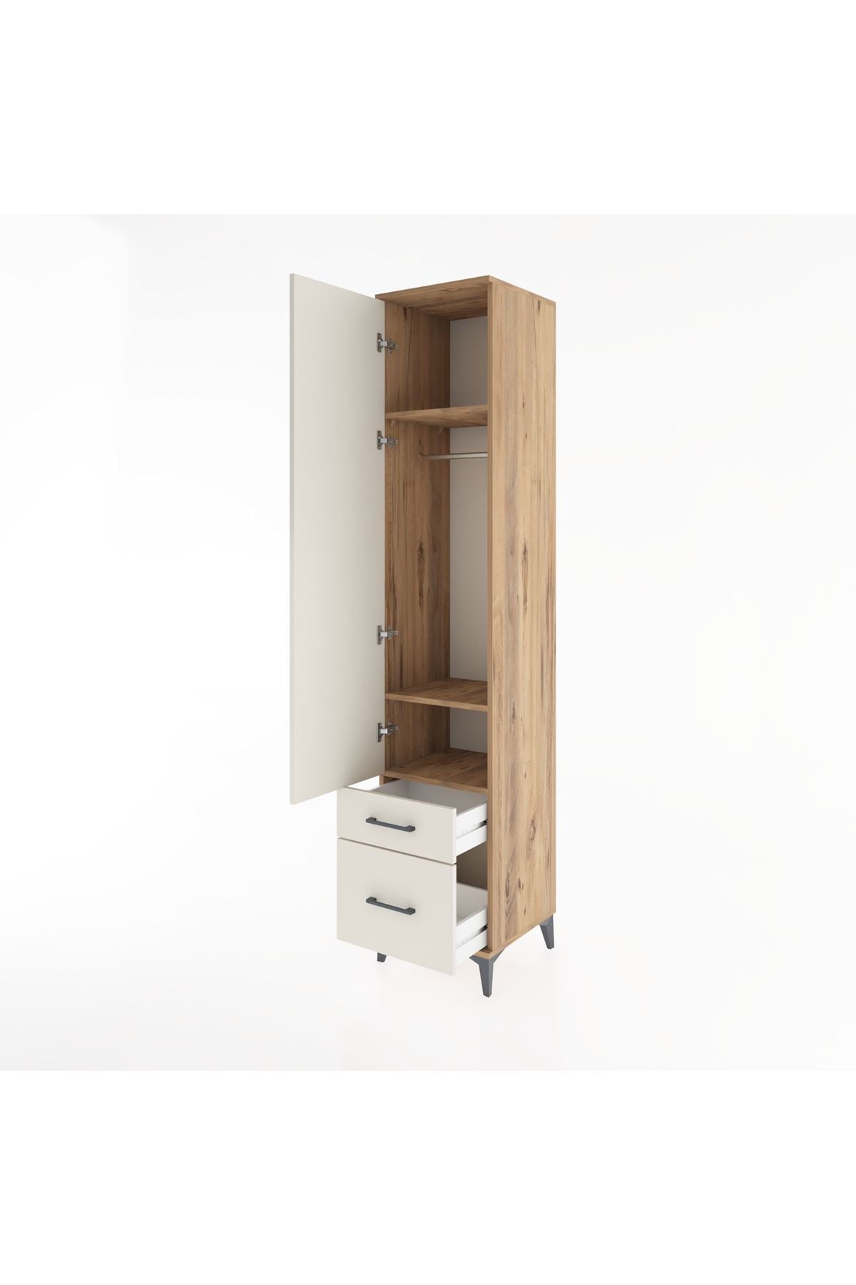 Hyperion Dolap 3 Raflı 2 Çekmeceli Tek Askılı 44x44x221 - S61M020V7B