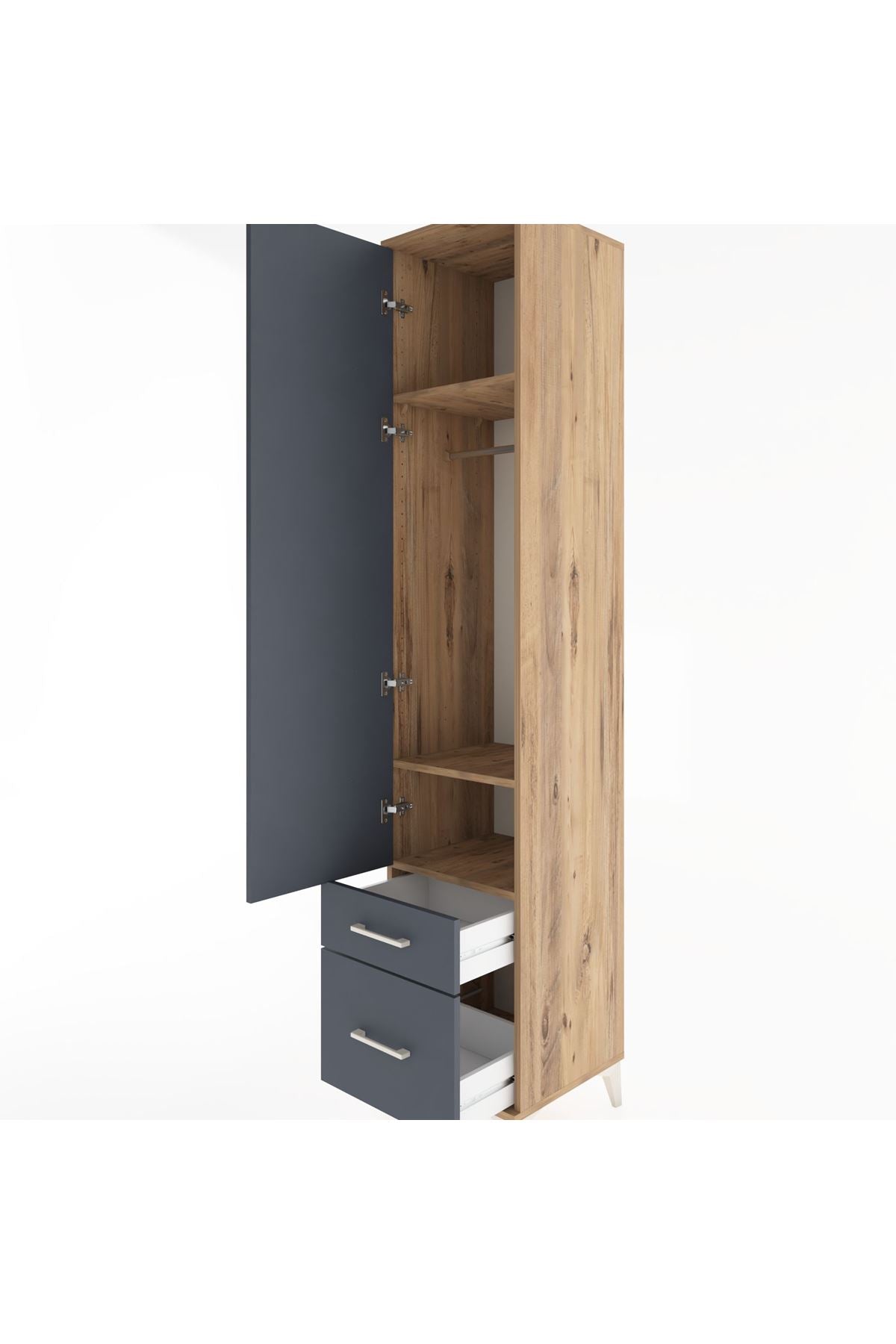 Hyperion Dolap 3 Raflı 2 Çekmeceli Tek Askılı 44x44x221 - S61M020V8B