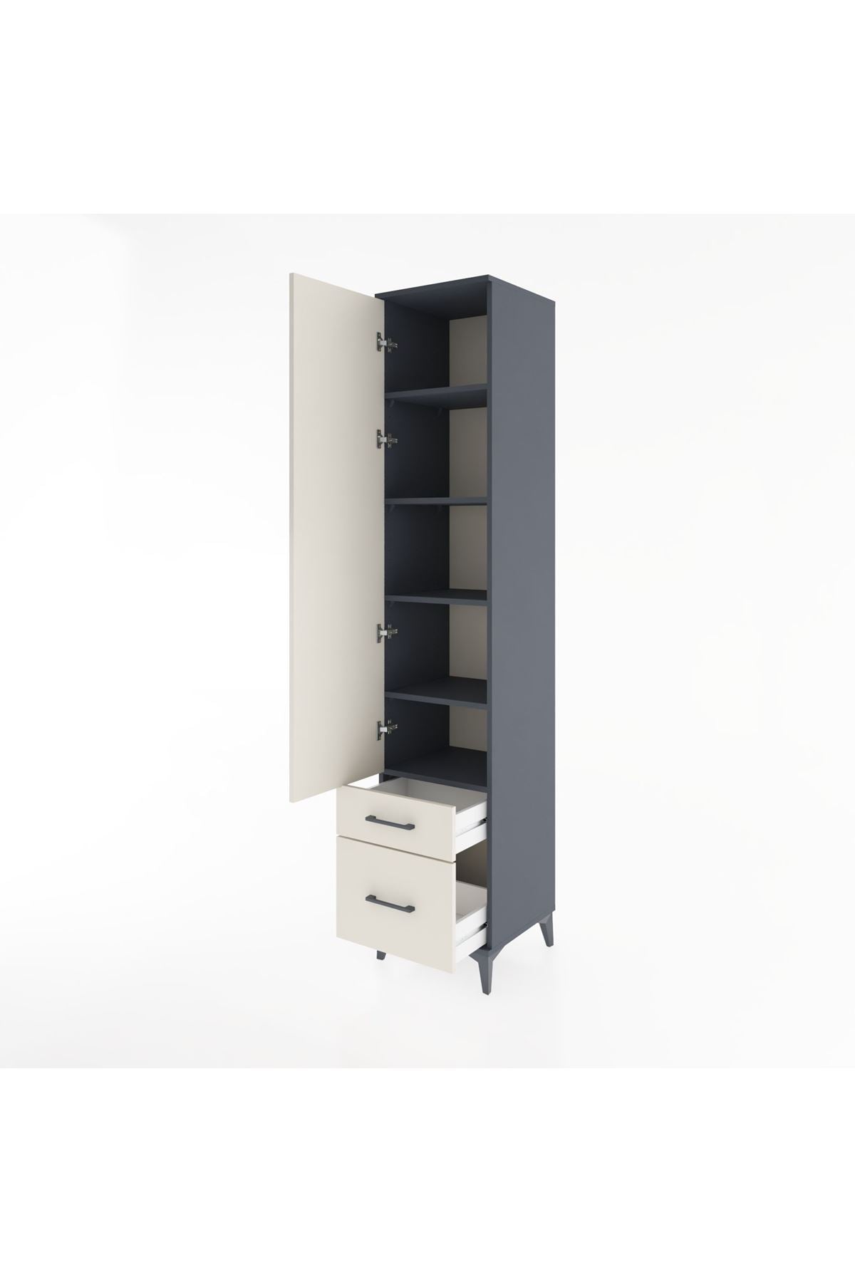 Hyperion Dolap 5 Raflı 2 Çekmeceli Tek Kapaklı 44x44x221 - S61M021V4B