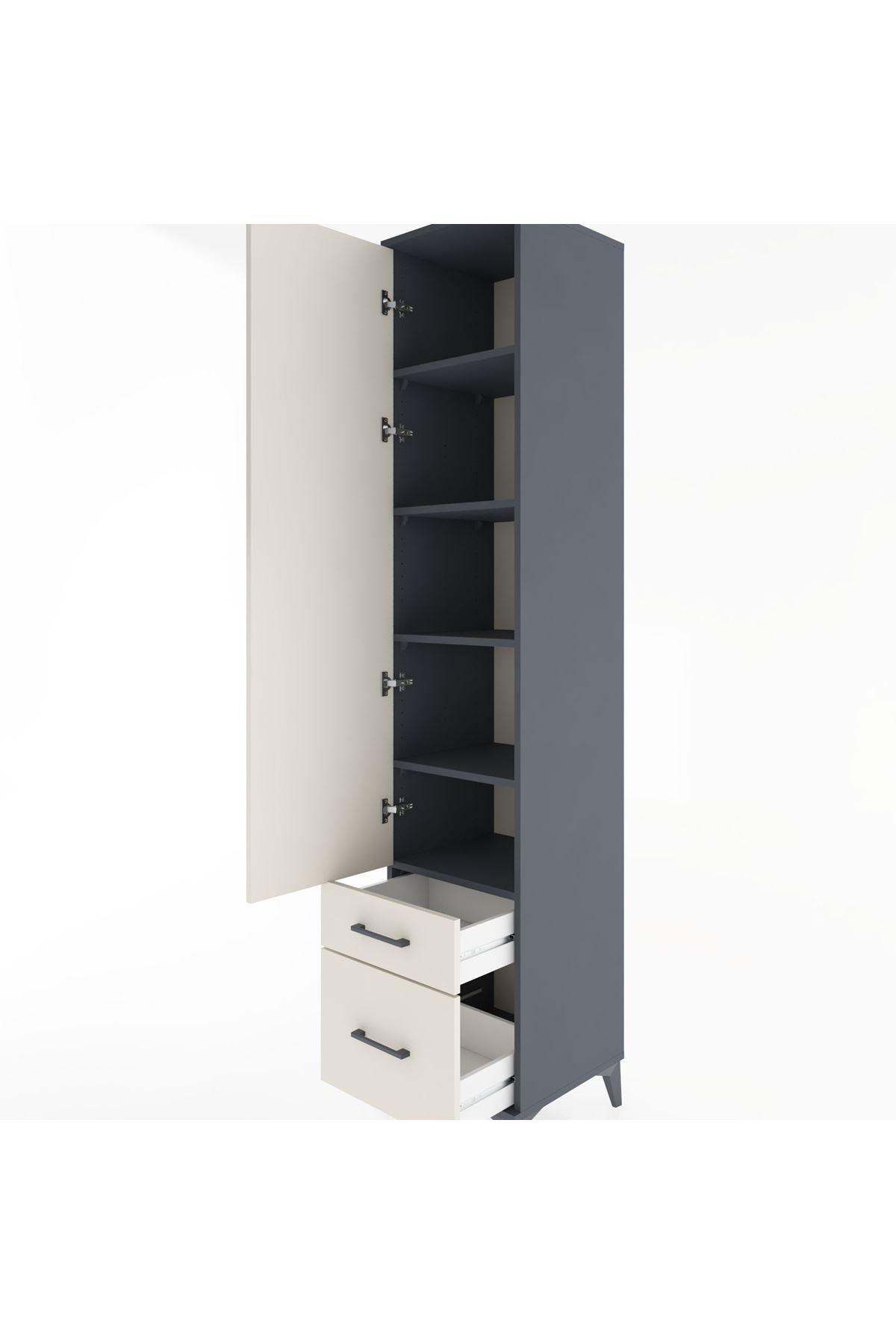 Hyperion Dolap 5 Raflı 2 Çekmeceli Tek Kapaklı 44x44x221 - S61M021V4B