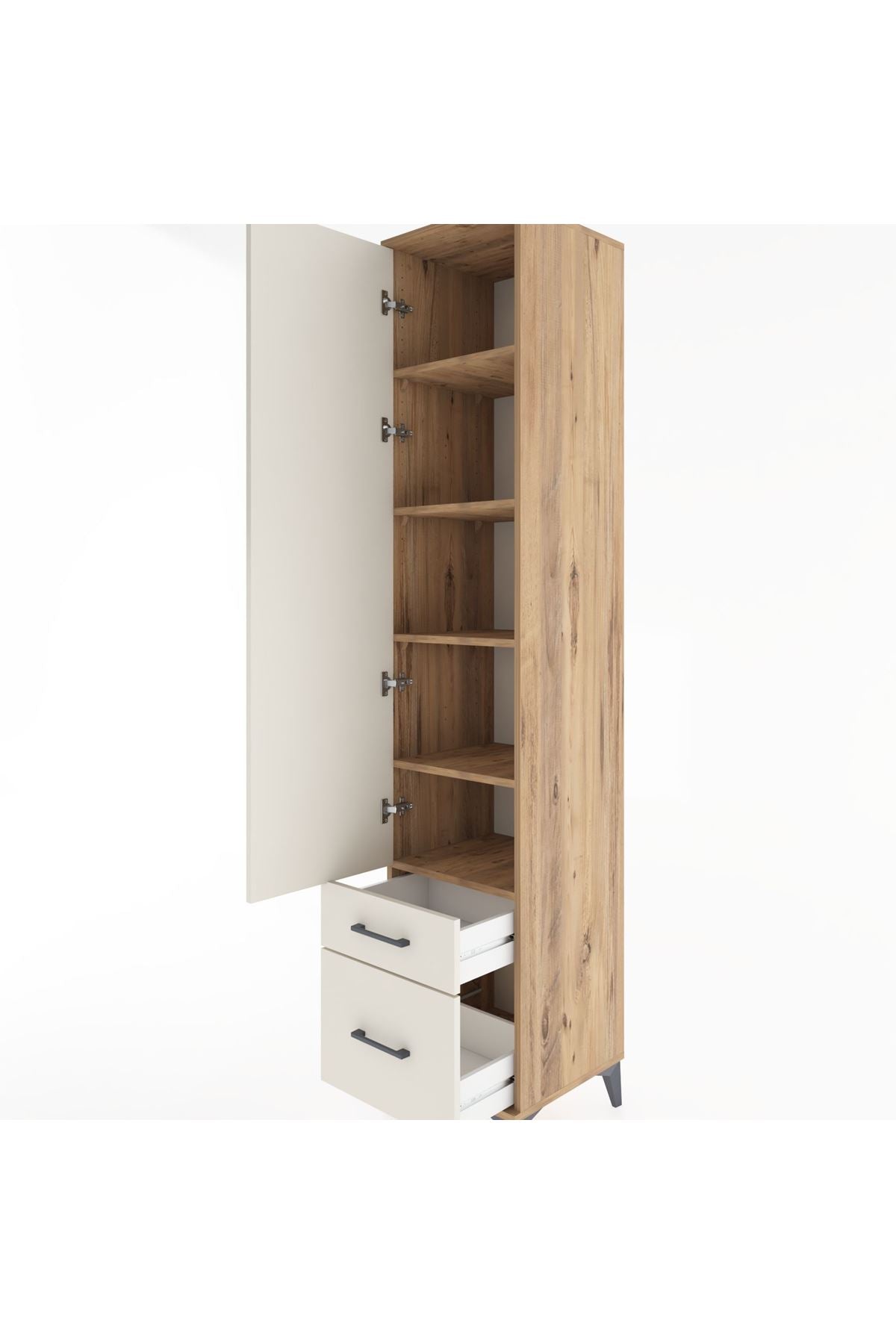 Hyperion Dolap 5 Raflı 2 Çekmeceli Tek Kapaklı 44x44x221 - S61M021V7B