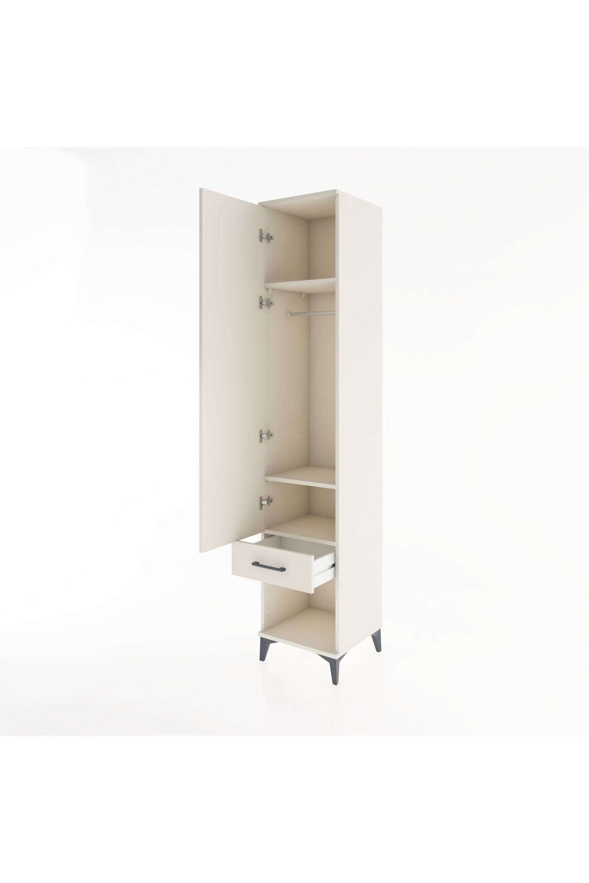 Hyperion Dolap 3 Raflı Tek Çekmeceli Tek Askılı 44x44x221 - S61M023V1B
