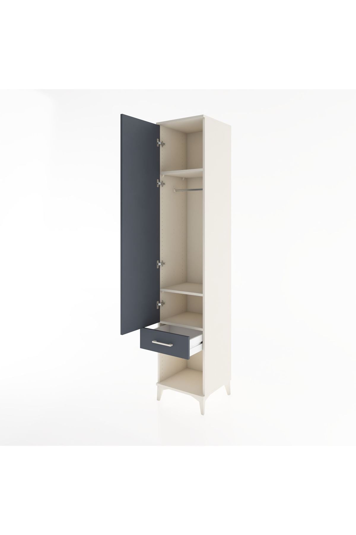 Hyperion Dolap 3 Raflı Tek Çekmeceli Tek Askılı 44x44x221 - S61M023V2B