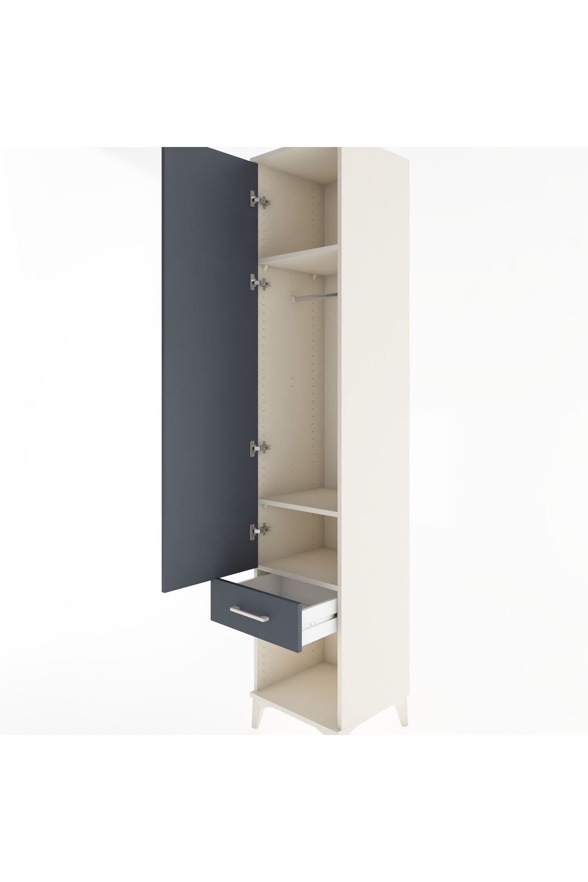 Hyperion Dolap 3 Raflı Tek Çekmeceli Tek Askılı 44x44x221 - S61M023V2B