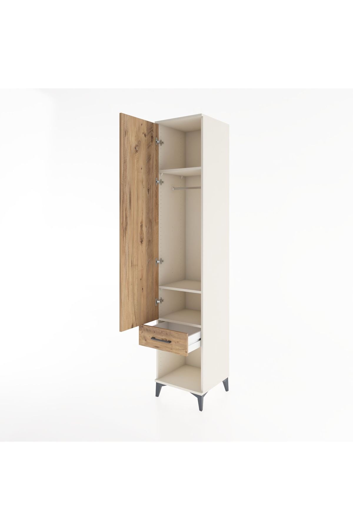 Hyperion Dolap 3 Raflı Tek Çekmeceli Tek Askılı 44x44x221 - S61M023V3B