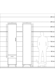 Hyperion Dolap 3 Raflı Tek Çekmeceli Tek Askılı 44x44x221 - S61M023V3B