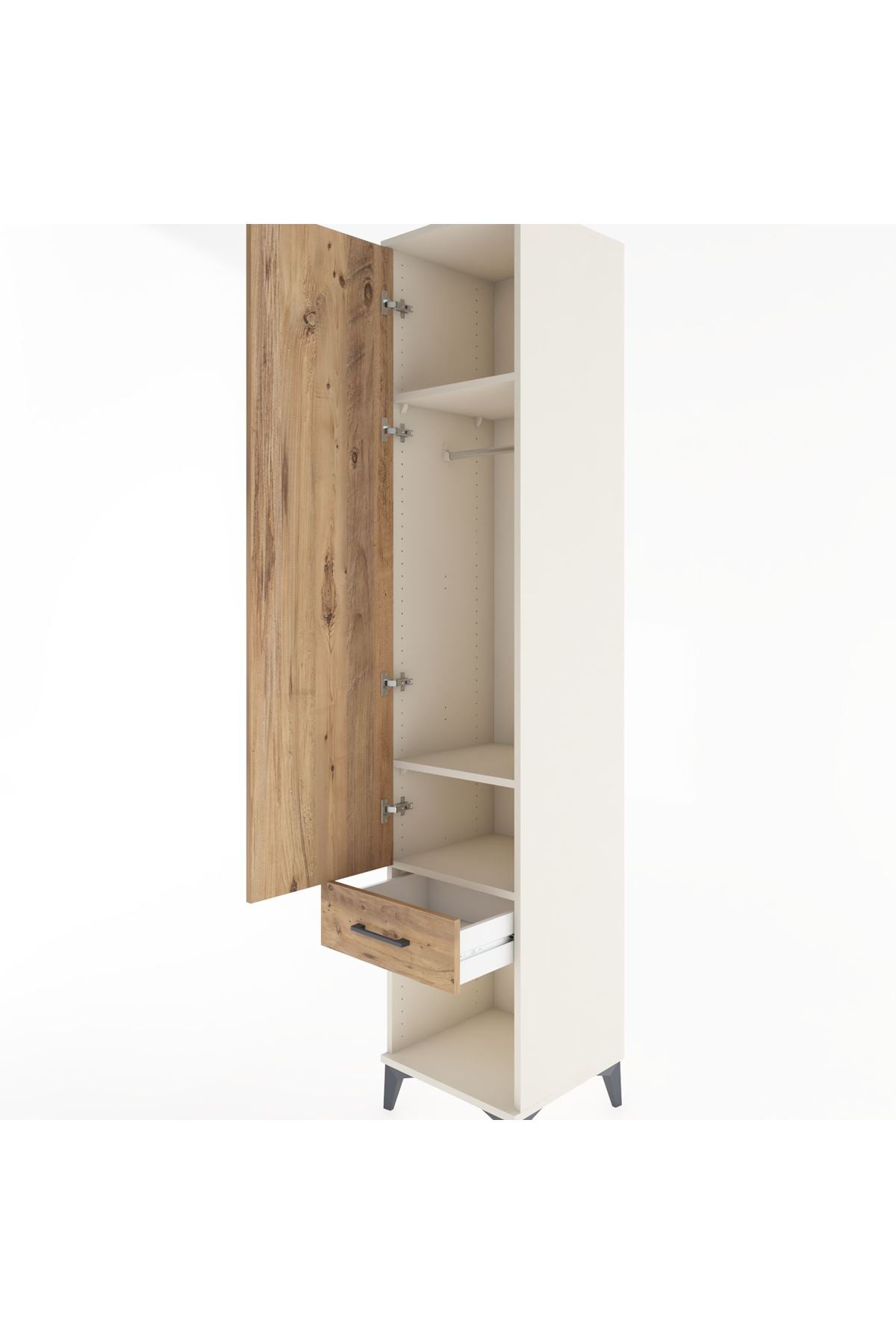 Hyperion Dolap 3 Raflı Tek Çekmeceli Tek Askılı 44x44x221 - S61M023V3B