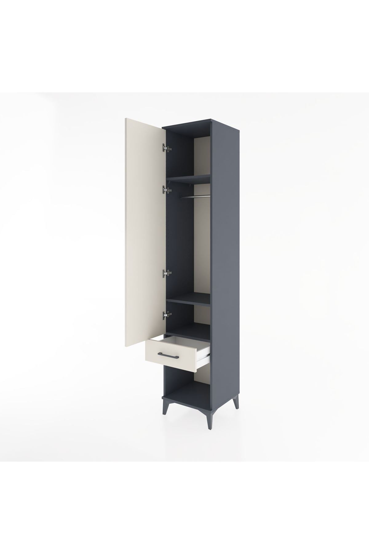 Hyperion Dolap 3 Raflı Tek Çekmeceli Tek Askılı 44x44x221 - S61M023V4B