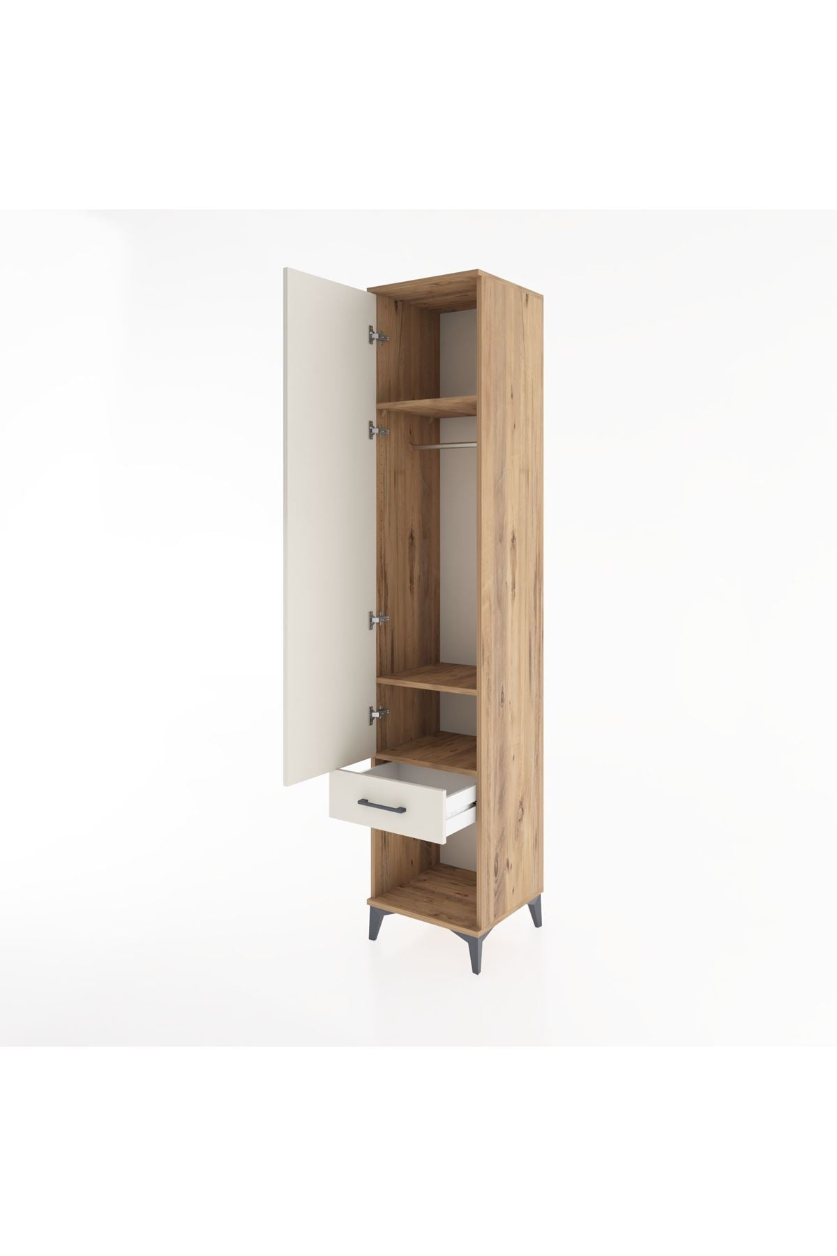 Hyperion Dolap 3 Raflı Tek Çekmeceli Tek Askılı 44x44x221 - S61M023V7B