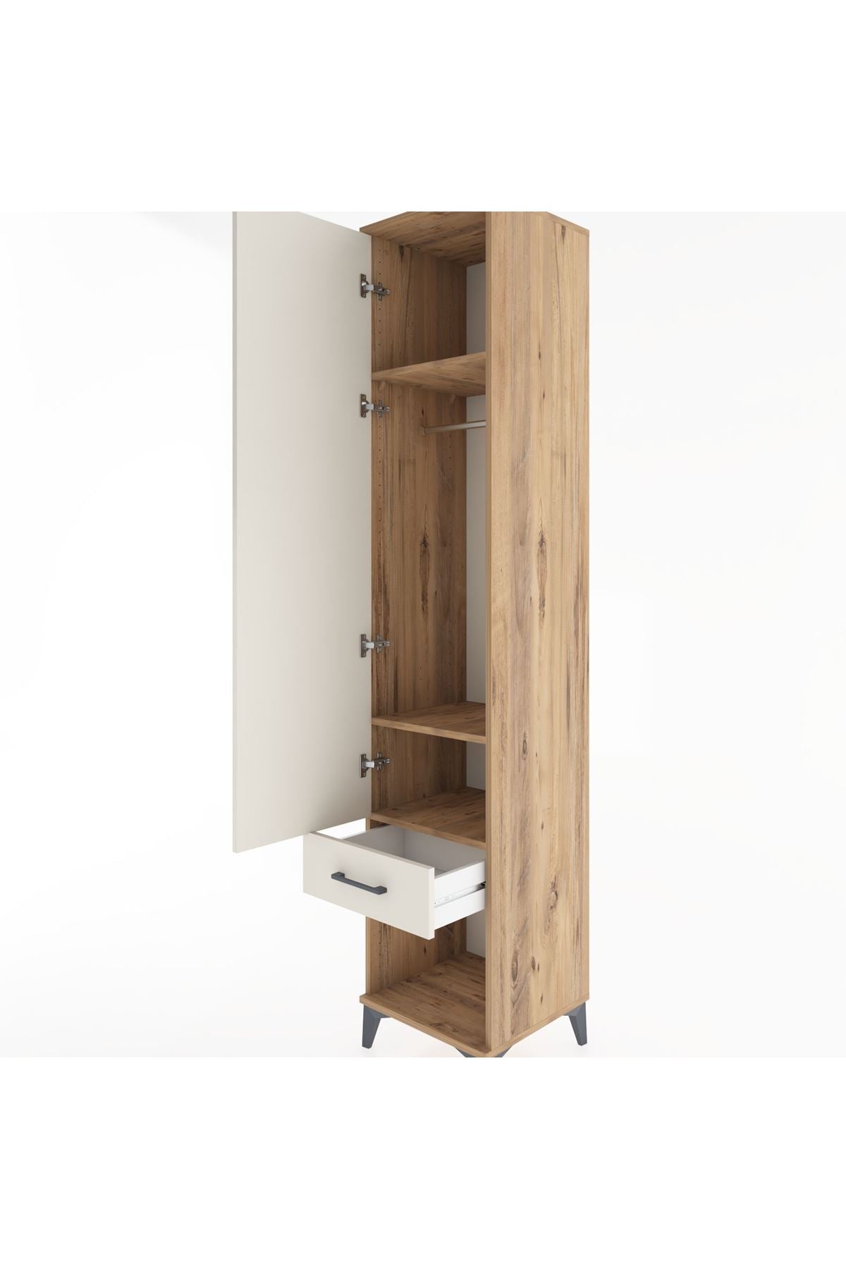 Hyperion Dolap 3 Raflı Tek Çekmeceli Tek Askılı 44x44x221 - S61M023V7B