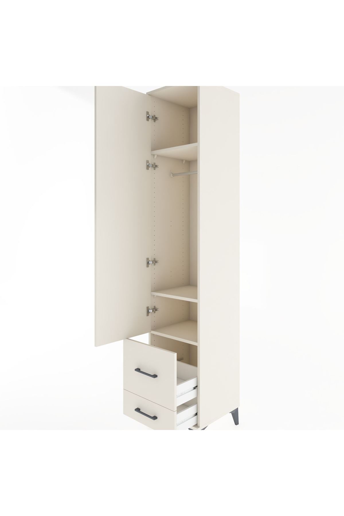 Hyperion Dolap 3 Raflı 2 Çekmeceli Tek Askılı 44x44x221 - S61M025V1B