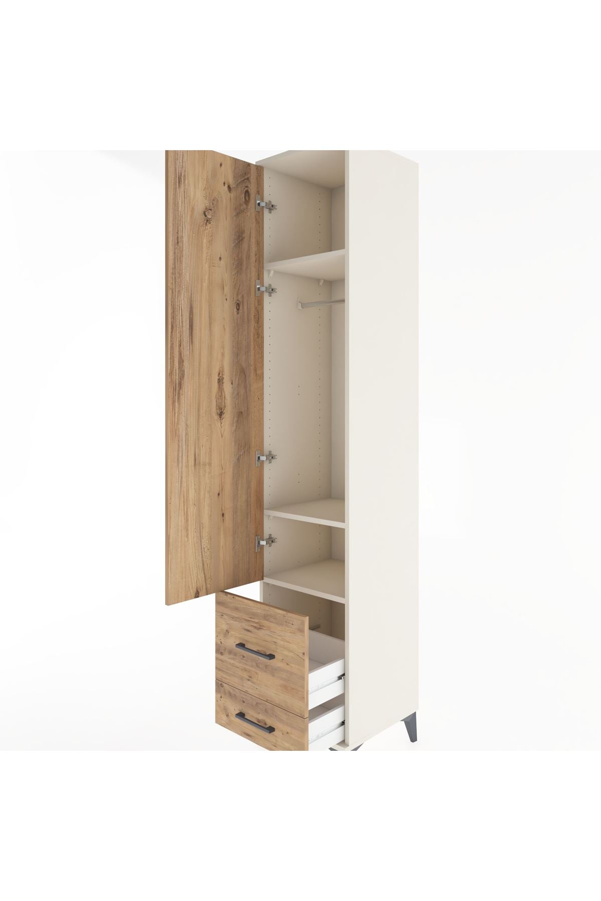 Hyperion Dolap 3 Raflı 2 Çekmeceli Tek Askılı 44x44x221 - S61M025V3B