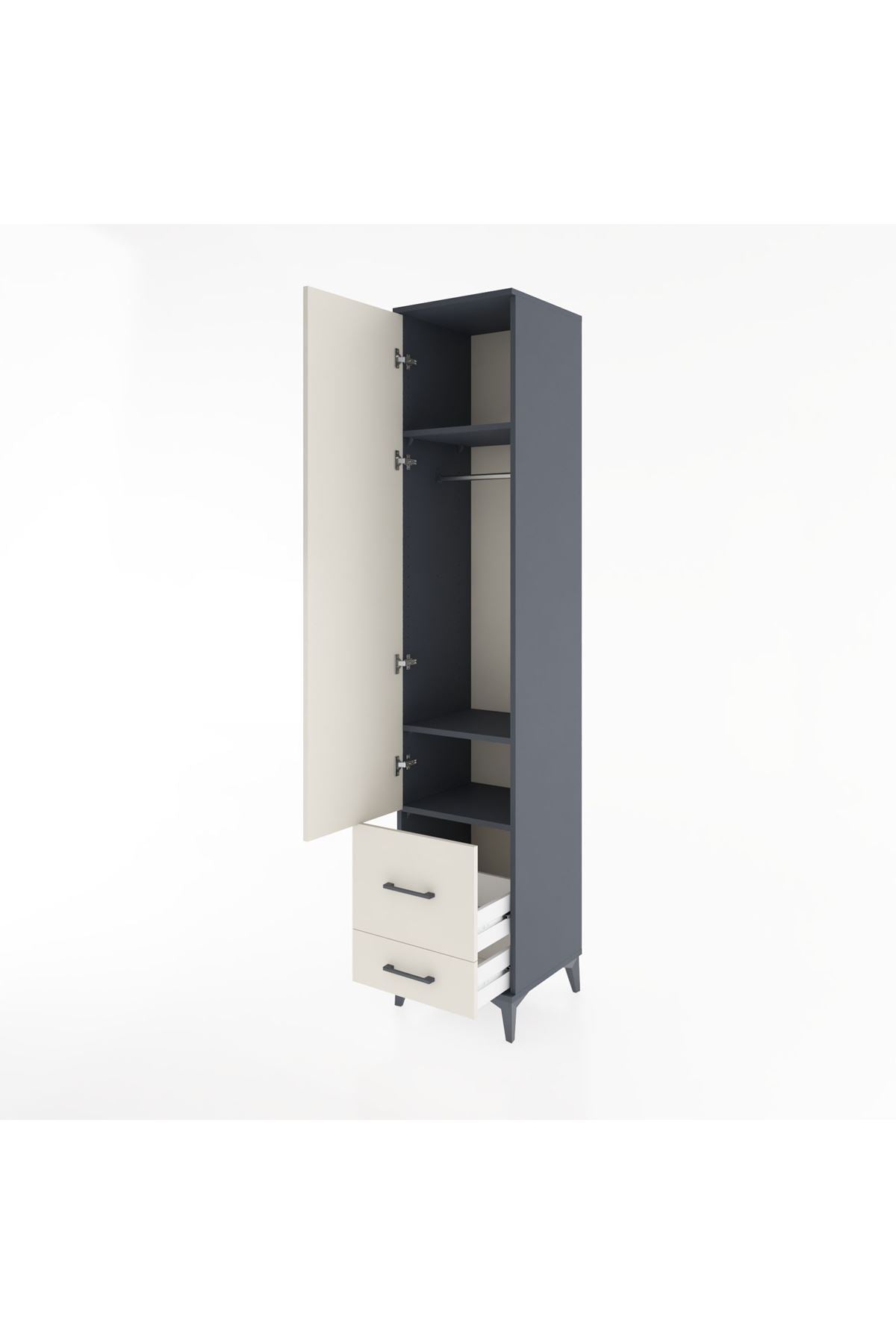 Hyperion Dolap 3 Raflı 2 Çekmeceli Tek Askılı 44x44x221 - S61M025V4B