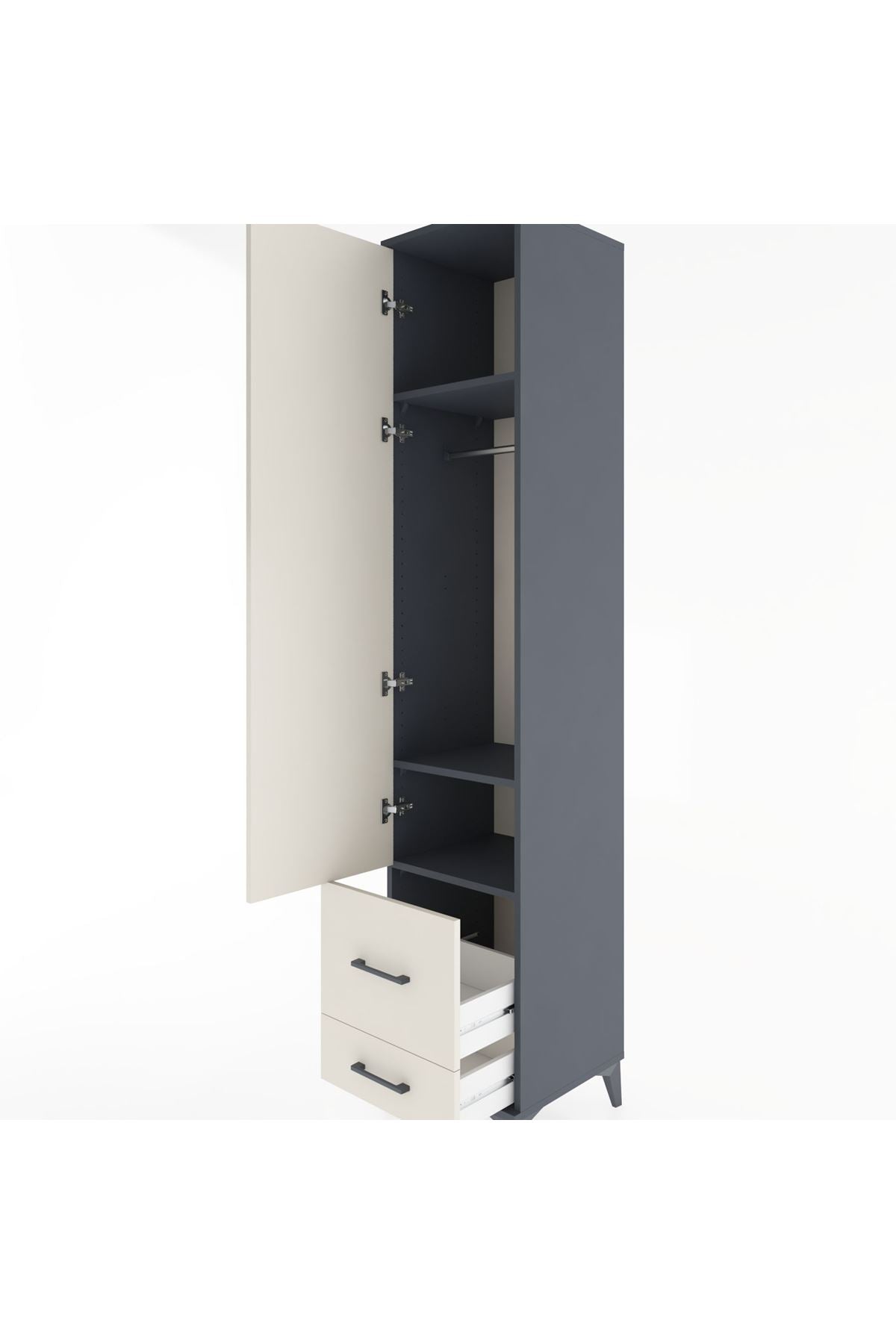 Hyperion Dolap 3 Raflı 2 Çekmeceli Tek Askılı 44x44x221 - S61M025V4B