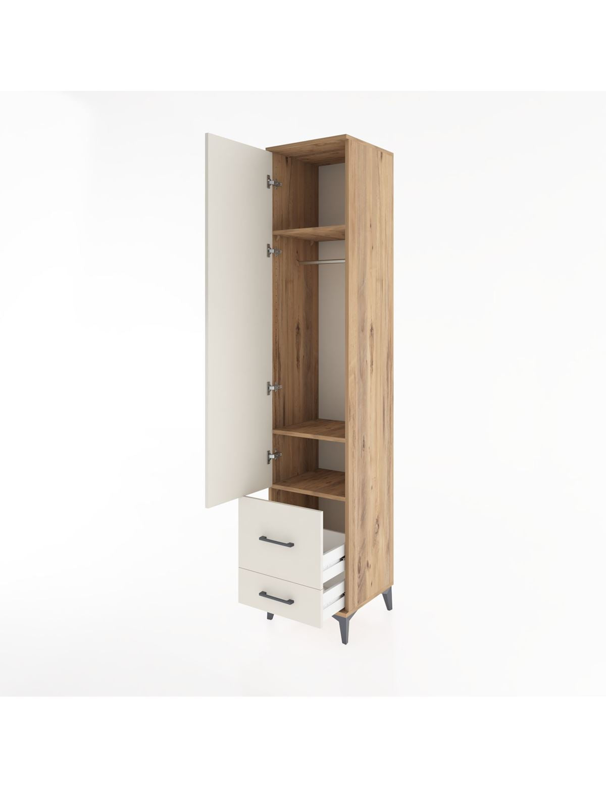 Hyperion Dolap 3 Raflı 2 Çekmeceli Tek Askılı 44x44x221 - S61M025V7B