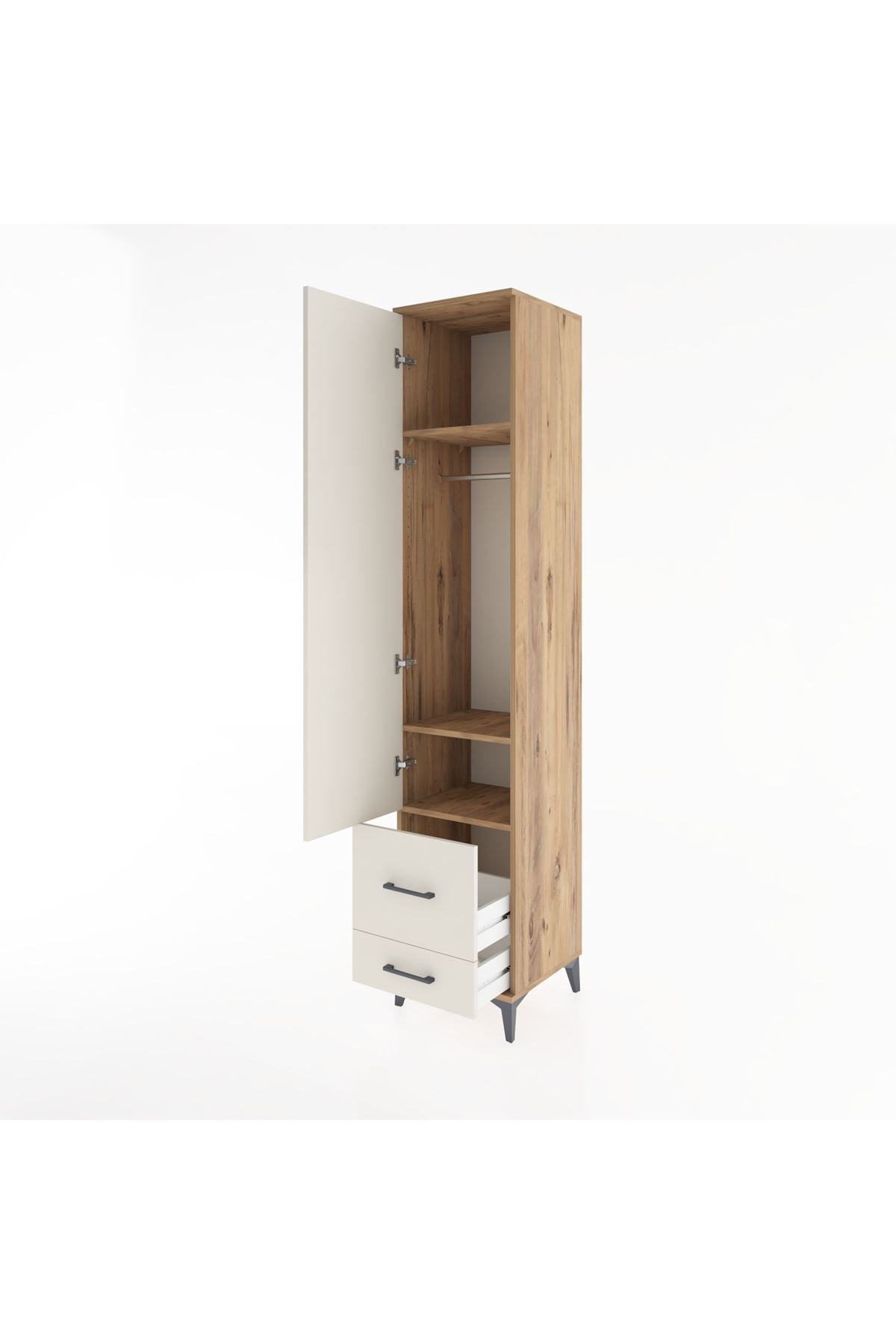 Hyperion Dolap 3 Raflı 2 Çekmeceli Tek Askılı 44x44x221 - S61M025V7B