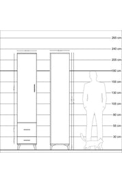 Hyperion Dolap 3 Raflı 2 Çekmeceli Tek Askılı 44x44x221 - S61M025V7B