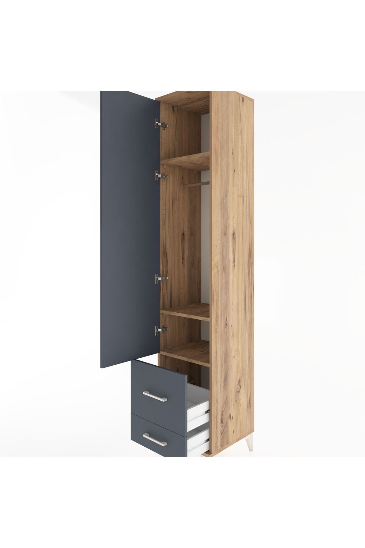 Hyperion Dolap 3 Raflı 2 Çekmeceli Tek Askılı 44x44x221 - S61M025V8B