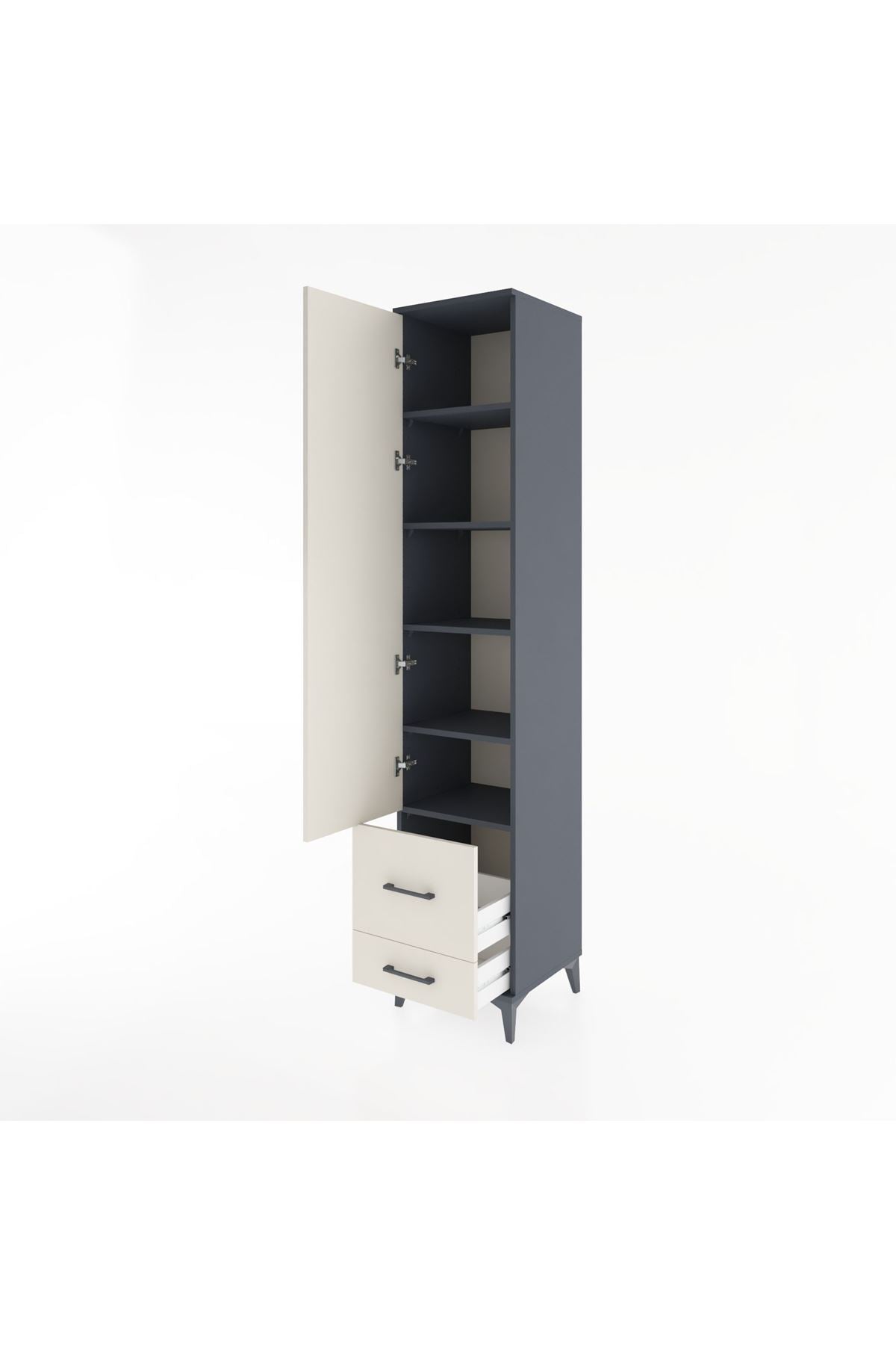 Hyperion Dolap 5 Raflı 2 Çekmeceli Tek Kapaklı 44x44x221 - S61M026V4B