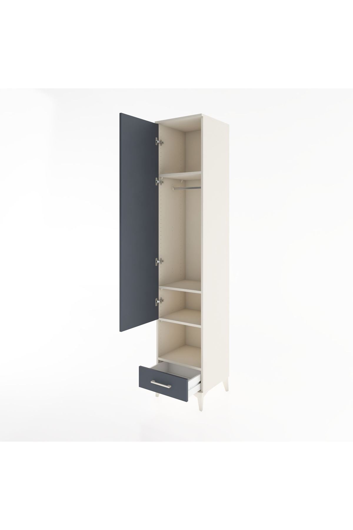 Hyperion Dolap 4 Raflı Tek Çekmeceli Tek Askılı 44x44x221 - S61M028V2B