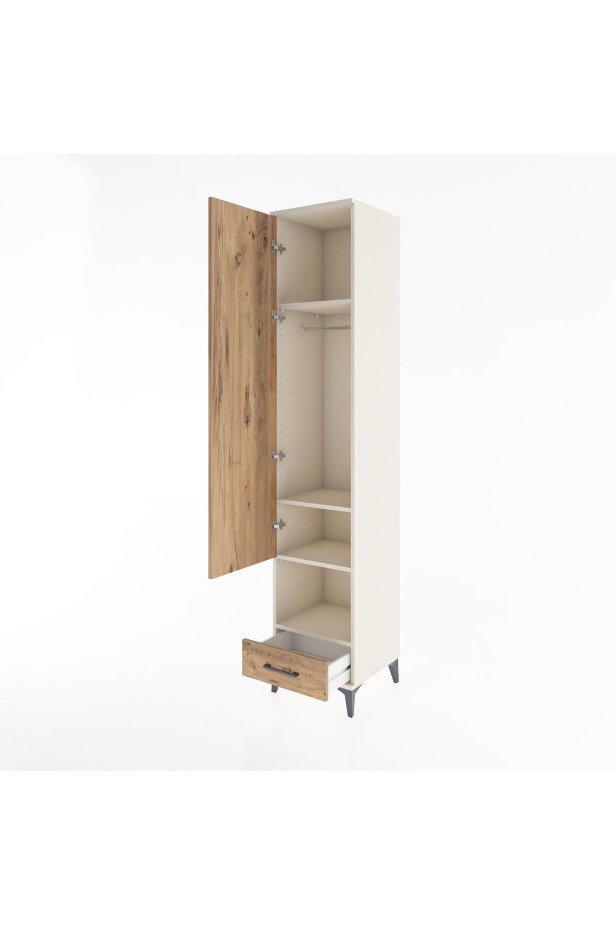 Hyperion Dolap 4 Raflı Tek Çekmeceli Tek Askılı 44x44x221 - S61M028V3B