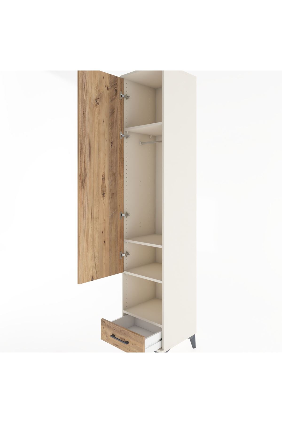 Hyperion Dolap 4 Raflı Tek Çekmeceli Tek Askılı 44x44x221 - S61M028V3B