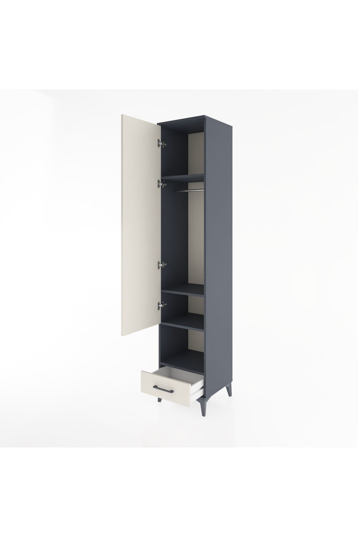 Hyperion Dolap 4 Raflı Tek Çekmeceli Tek Askılı 44x44x221 - S61M028V4B