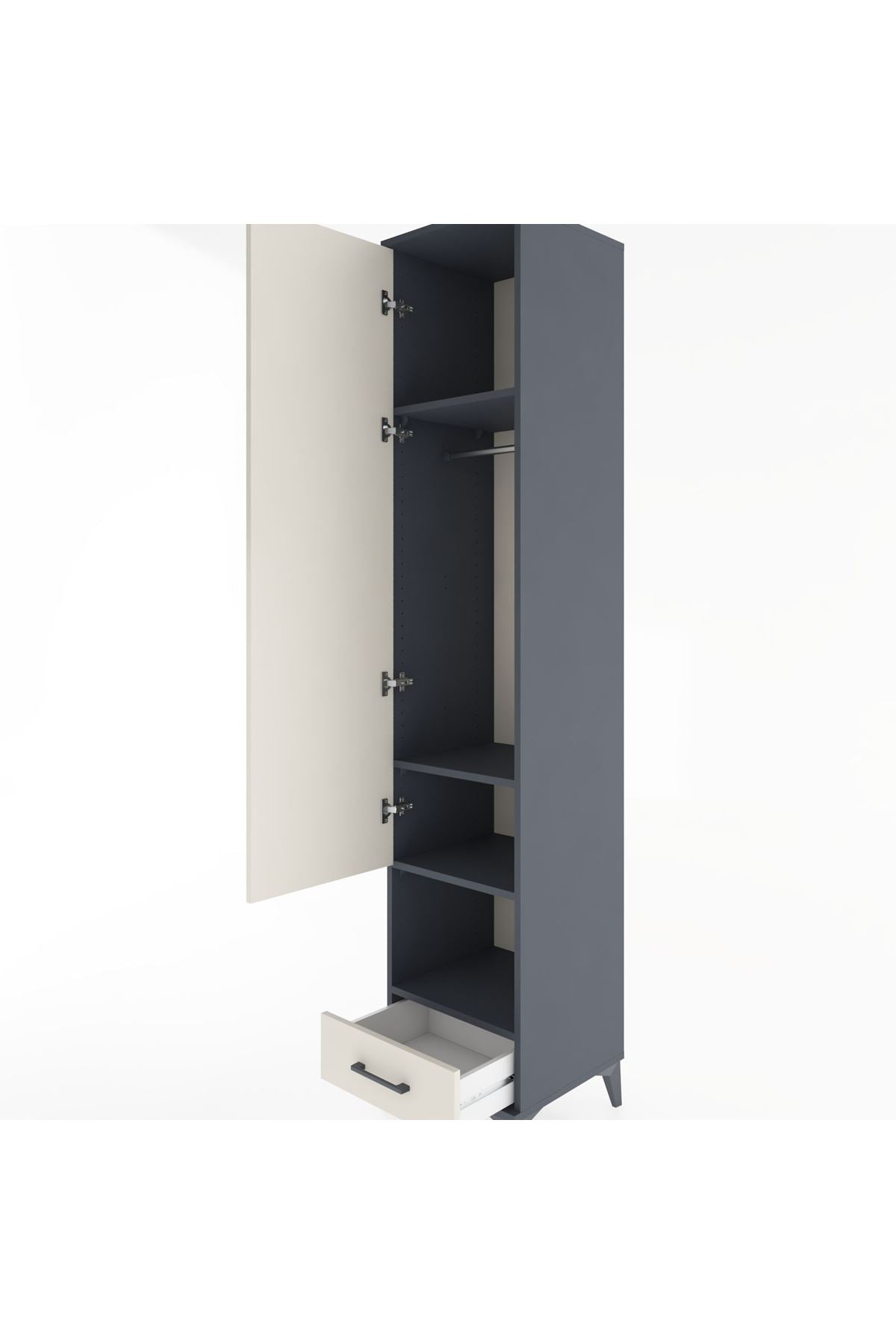 Hyperion Dolap 4 Raflı Tek Çekmeceli Tek Askılı 44x44x221 - S61M028V4B