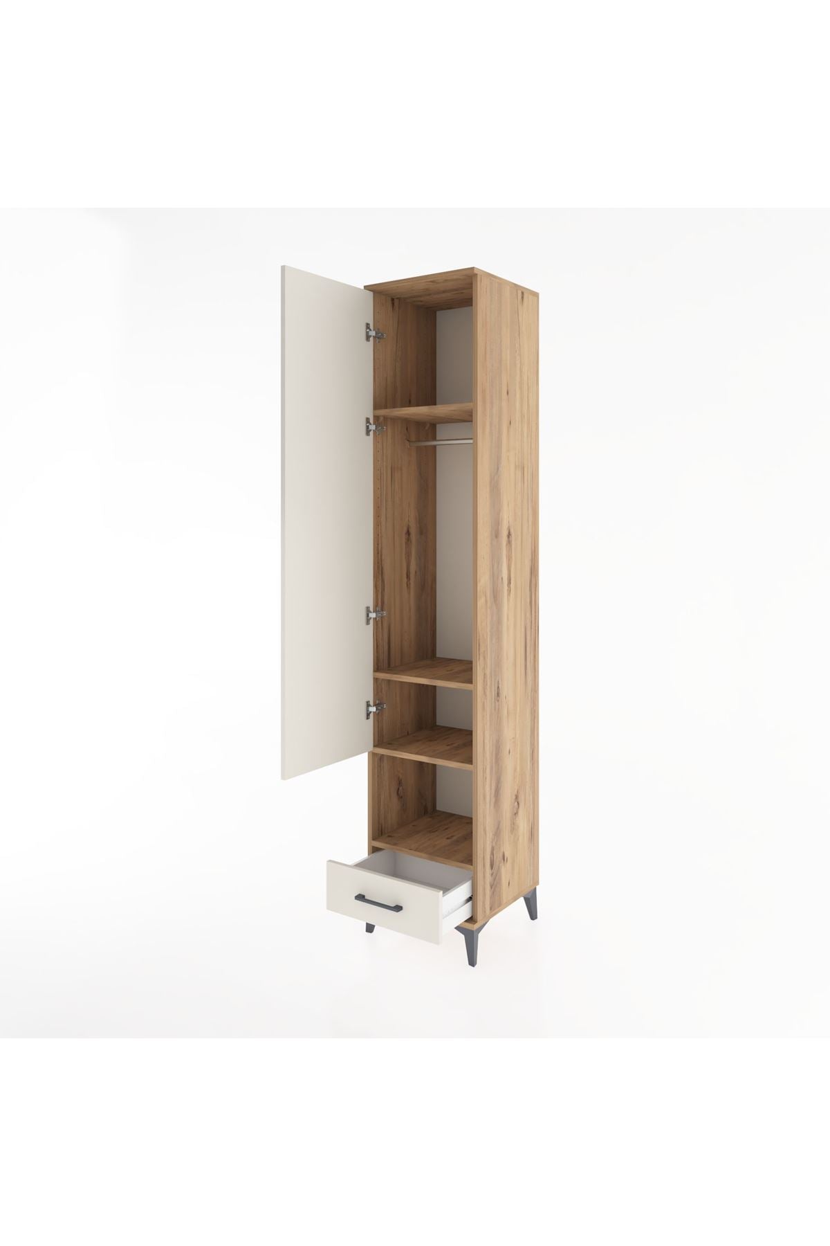 Hyperion Dolap 4 Raflı Tek Çekmeceli Tek Askılı 44x44x221 - S61M028V7B