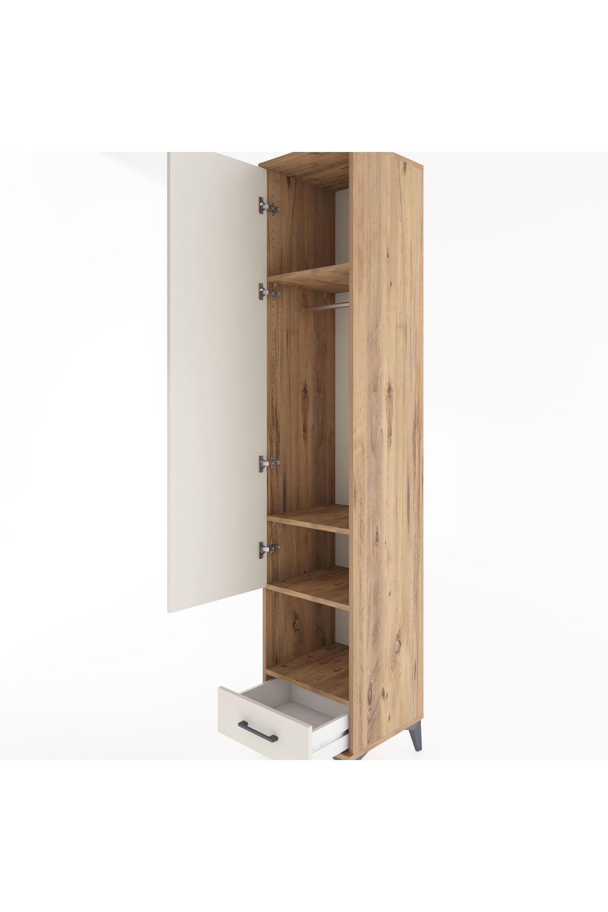 Hyperion Dolap 4 Raflı Tek Çekmeceli Tek Askılı 44x44x221 - S61M028V7B