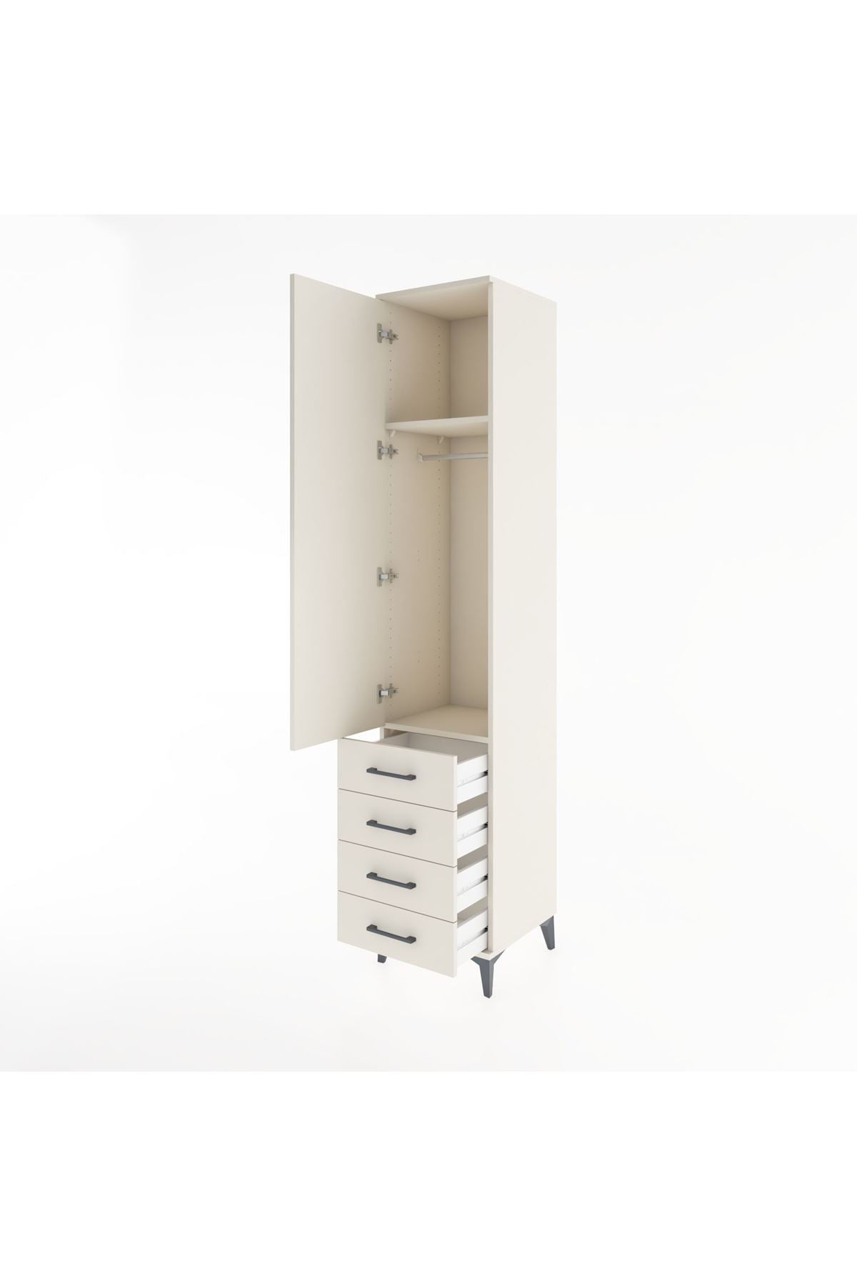 Hyperion Dolap 2 Raflı 4 Çekmeceli Tek Askılı 44x44x221 - S61M030V1B