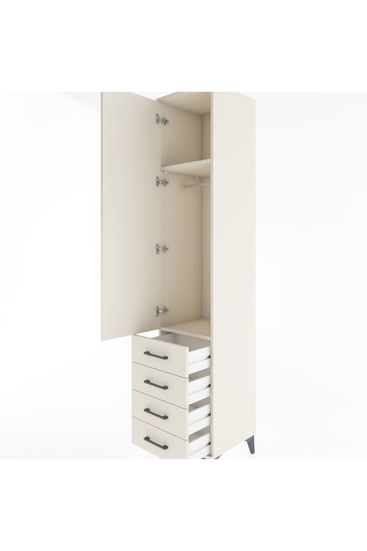 Hyperion Dolap 2 Raflı 4 Çekmeceli Tek Askılı 44x44x221 - S61M030V1B