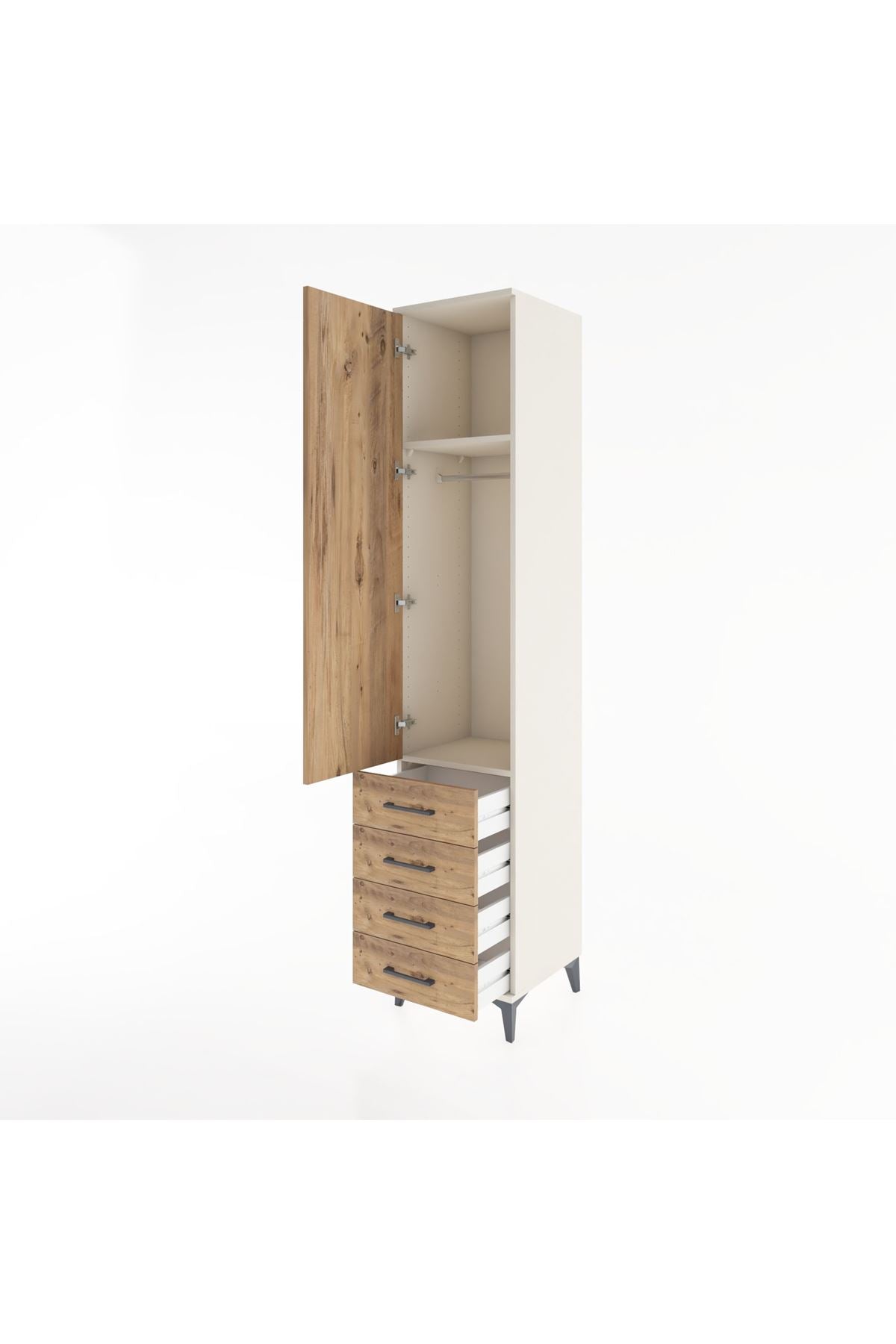 Hyperion Dolap 2 Raflı 4 Çekmeceli Tek Askılı 44x44x221 - S61M030V3B