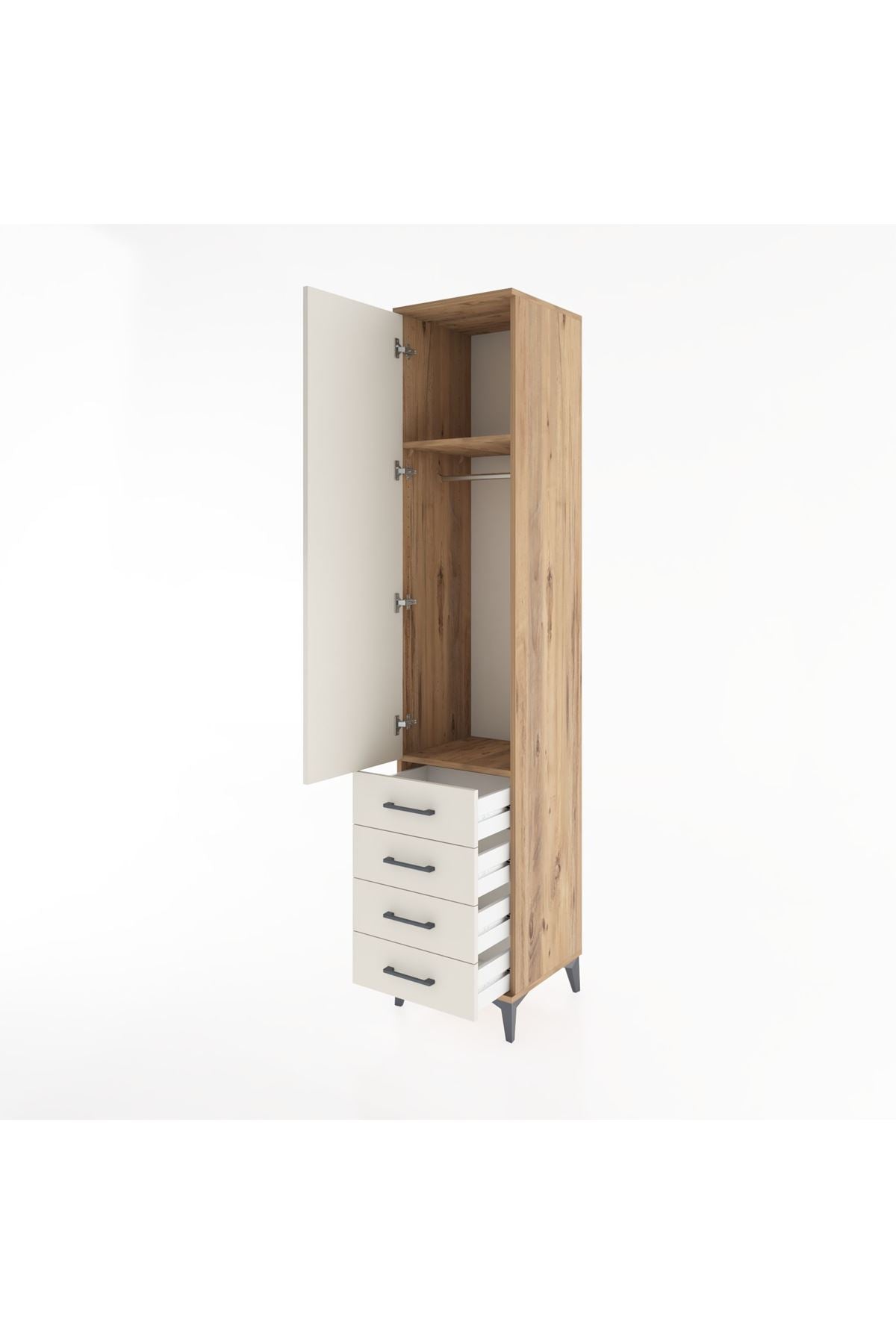 Hyperion Dolap 2 Raflı 4 Çekmeceli Tek Askılı 44x44x221 - S61M030V7B